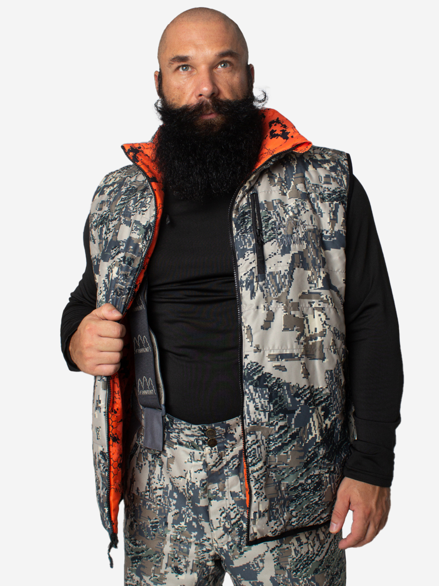 Изображение товара Охотничий двусторонний жилет FINNHUNT Nordic Open Signal Camo для зимы и всесезонных условий