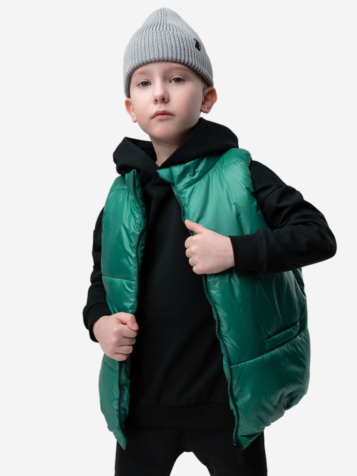 Изображение товара Жилет утепленный для мальчиков bodo зеленый демисезонный с синтетическим утеплителем