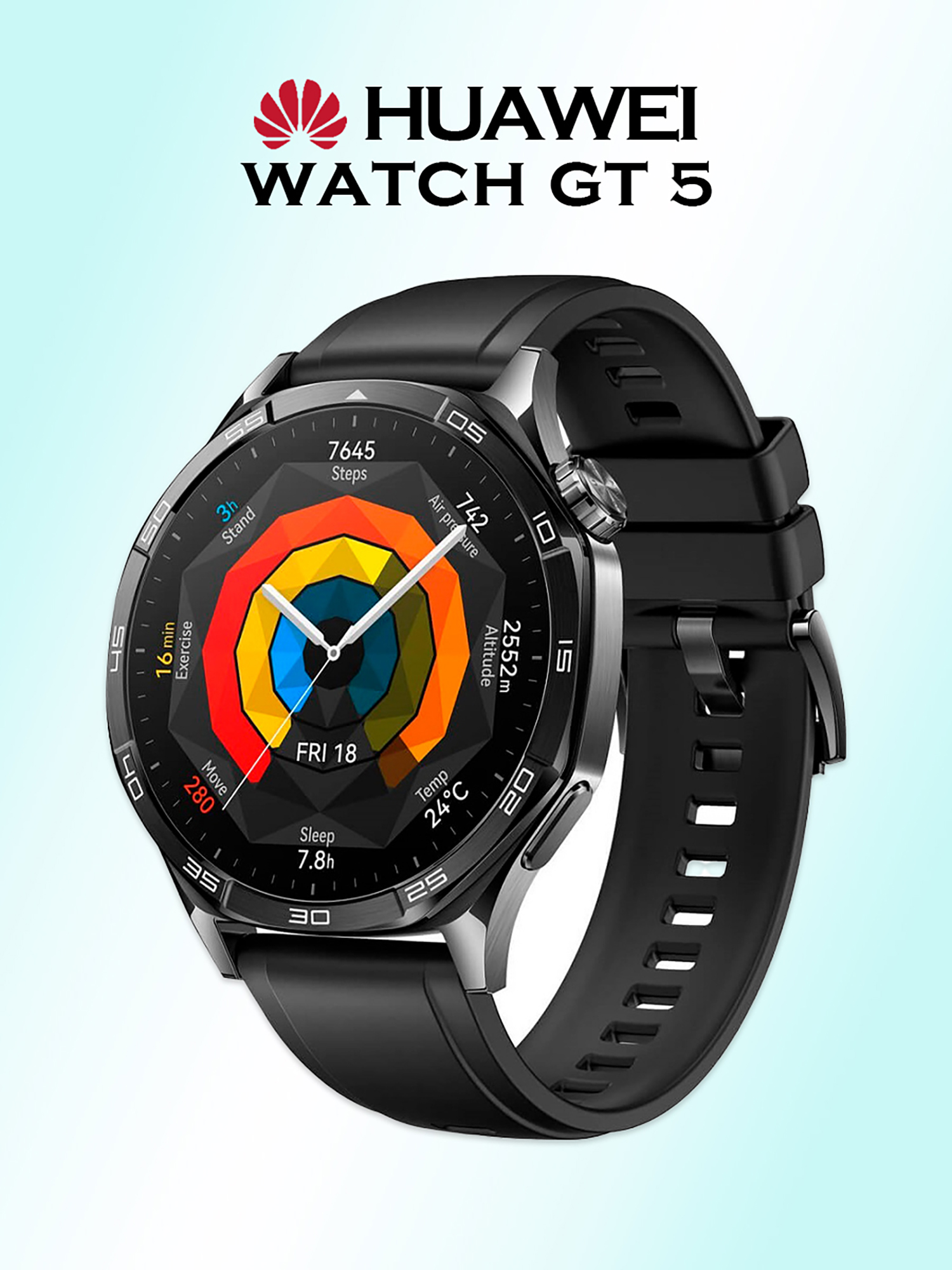 

Умные часы HUAWEI GT 5, VLI-B29, 46 мм, черные, Черный