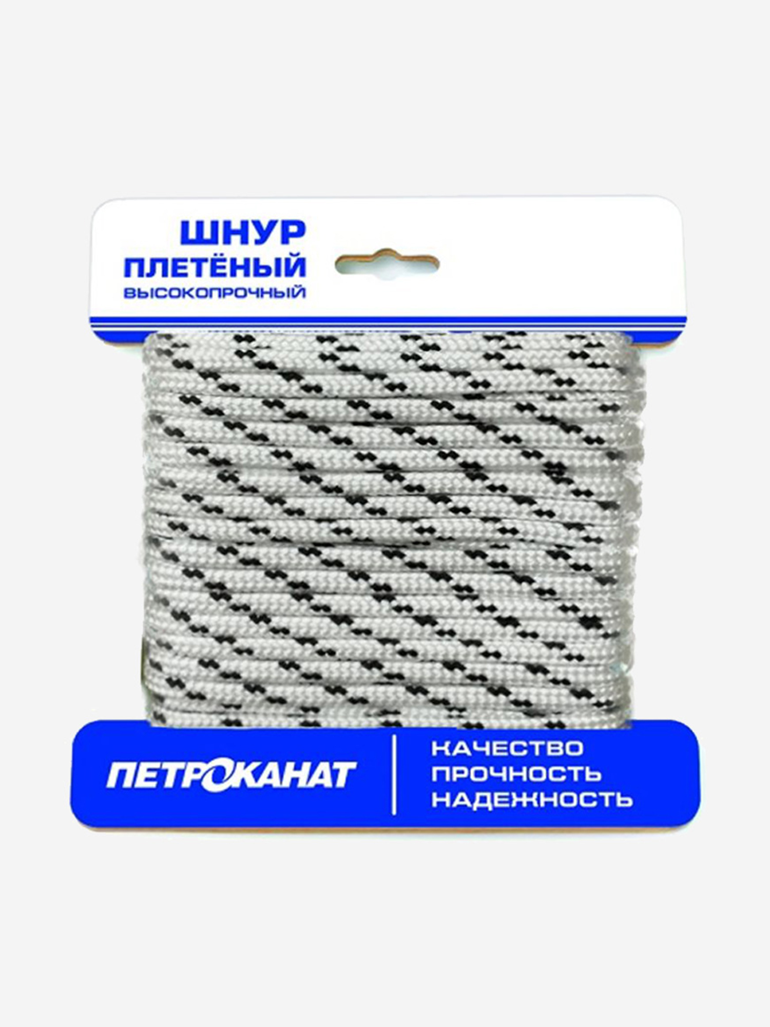 Шнур плетеный Петроканат ОПТИМА 6,0 мм (20 м), 400 кгс, на карточке, Белый