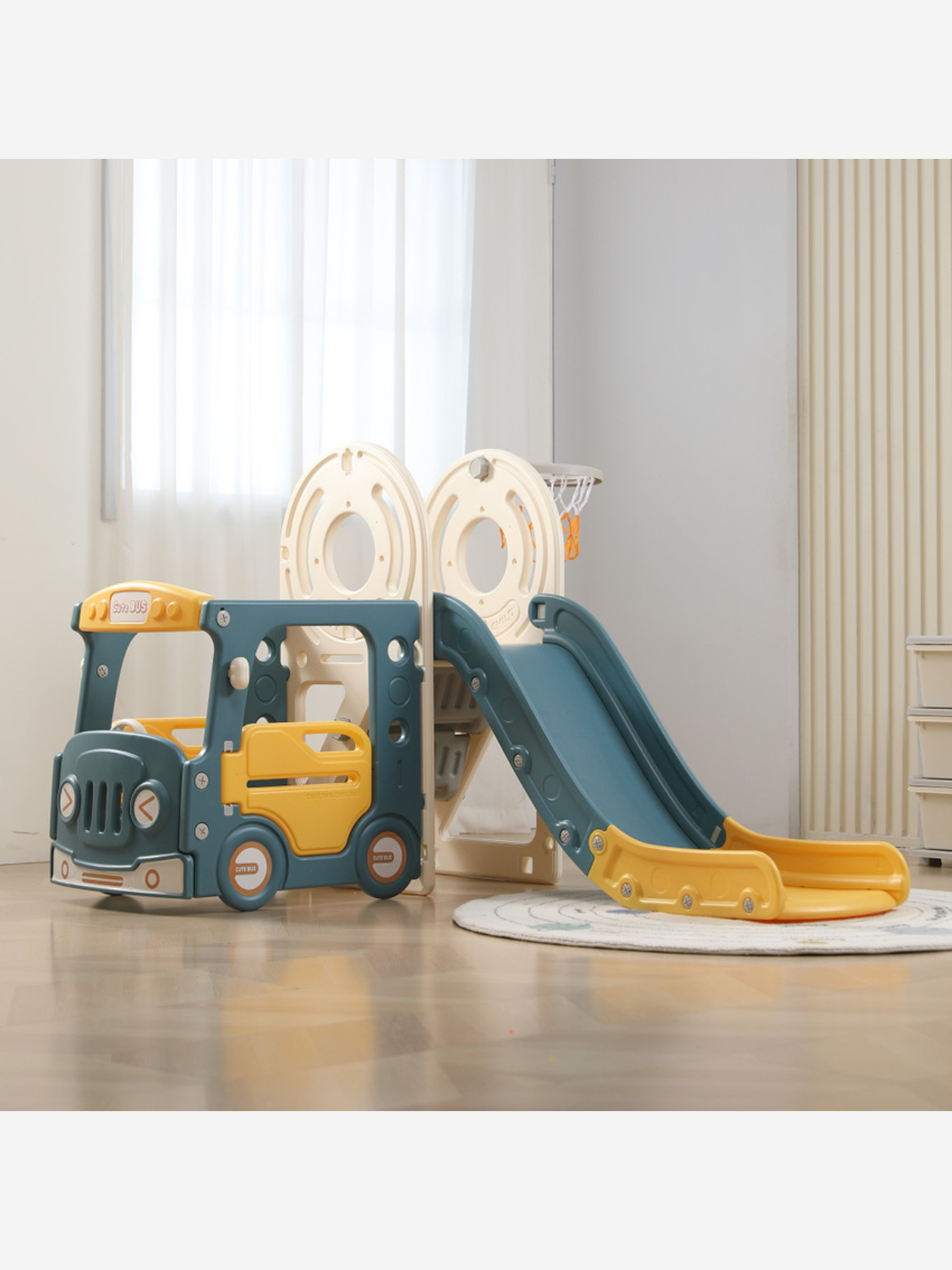 

Игровой комплекс с горкой UNIX Kids Bus, 171 см, желтый, Желтый