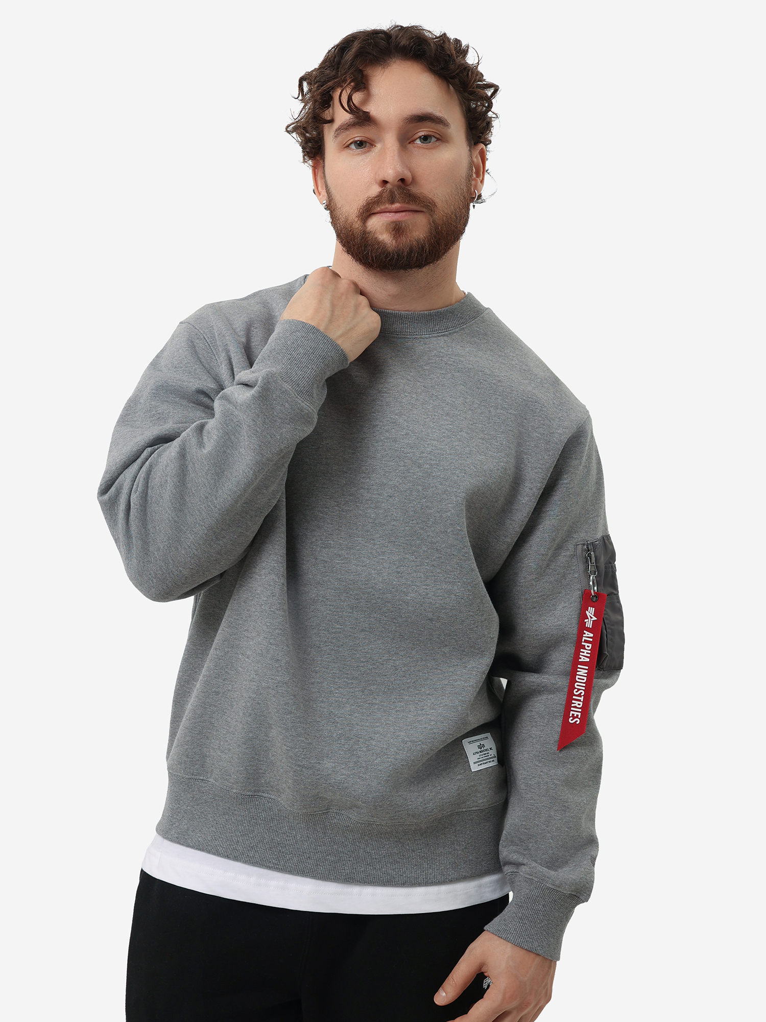 Изображение товара Свитшот Utility Pocket Crewneck Alpha Industries, Серый/светло-серый