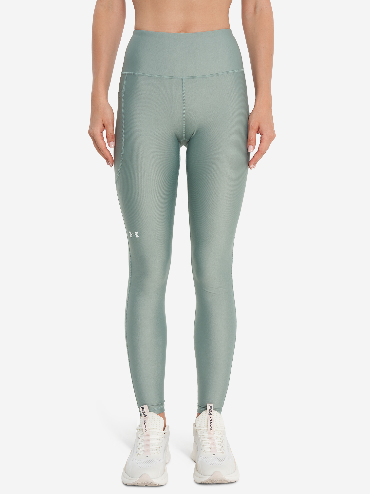 фото Легинсы женские under armour tech hirise, зеленый