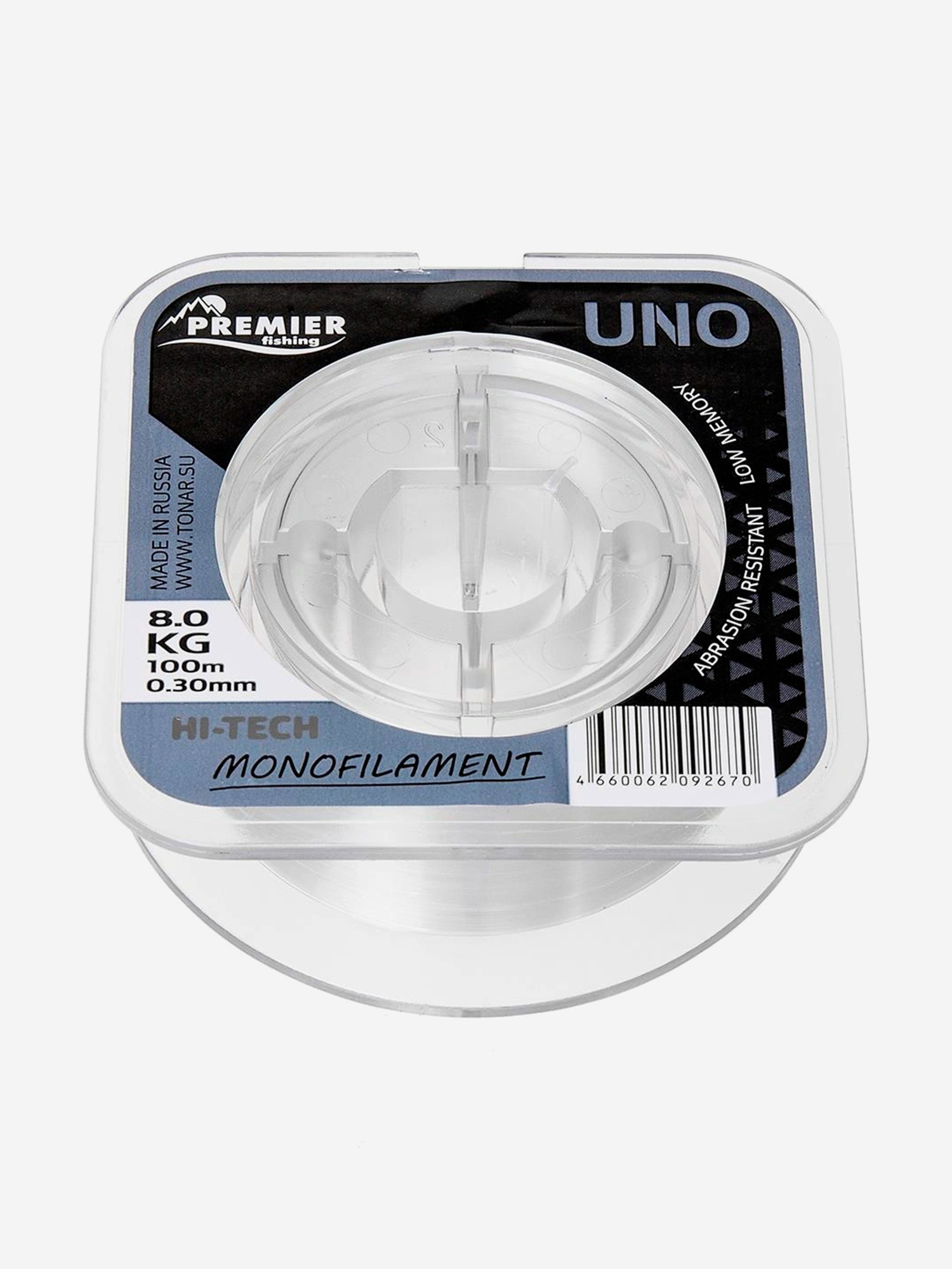 

Леска для рыбалки Premier Fishing UNO Nylon 0,30мм, 100м, 8кг, прозрачный, Серый