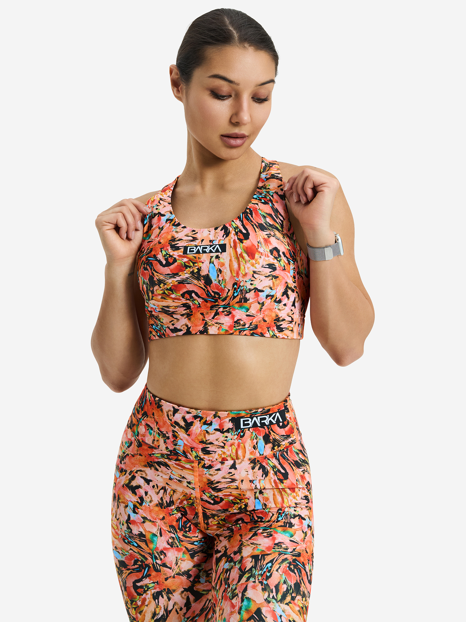 Изображение товара Женский спортивный бра BARKA оранжевый для бега и фитнеса 80 Полиэстер 20 Эластан