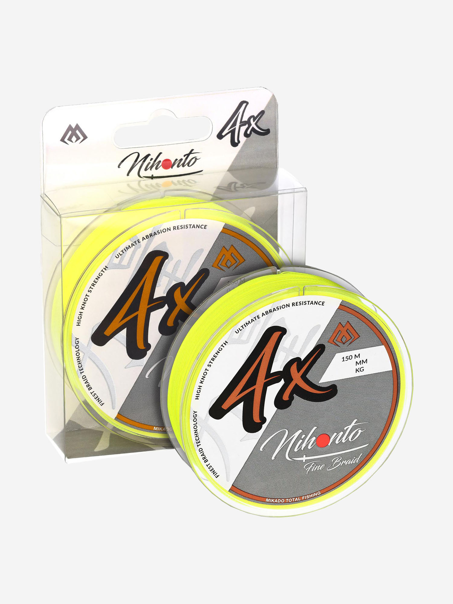 

Плетеный шнур Mikado NIHONTO FINE BRAID 0,12 fluo (150 м) - 8.80 кг., Желтый