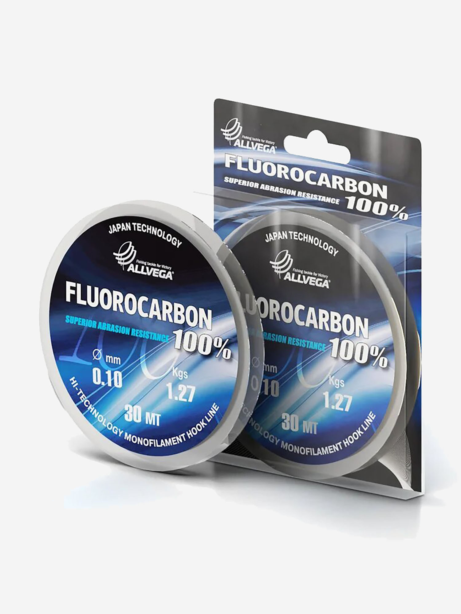 

Леска монофильная ALLVEGA "FX Fluorocarbon 100%" 30м 0.10мм (1.27кг) флюорокарбон 100%, Белый