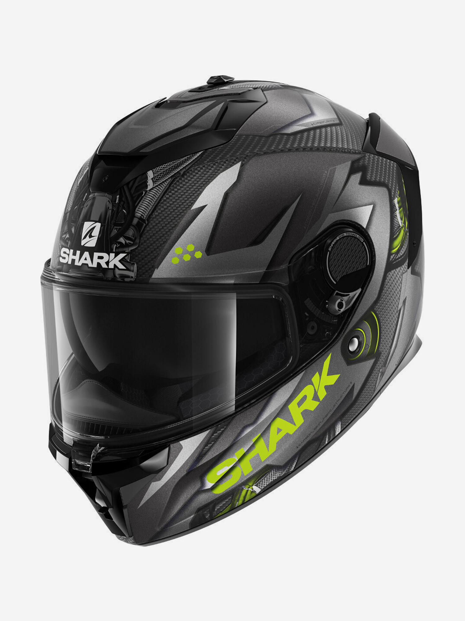 

Мотошлем интеграл SHARK SPARTAN GT CARBON URIKAN Mat Black/Grey, Серебряный