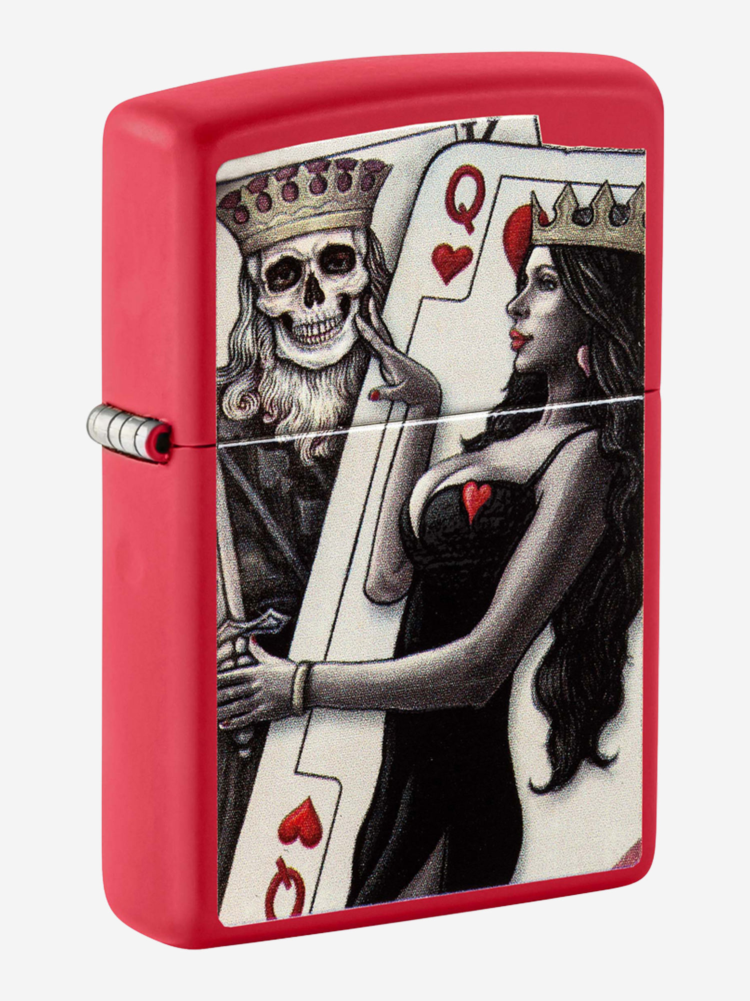 Изображение товара Zippo Skull King Queen Beauty Red Matte — бензиновая зажигалка, красная матовая
