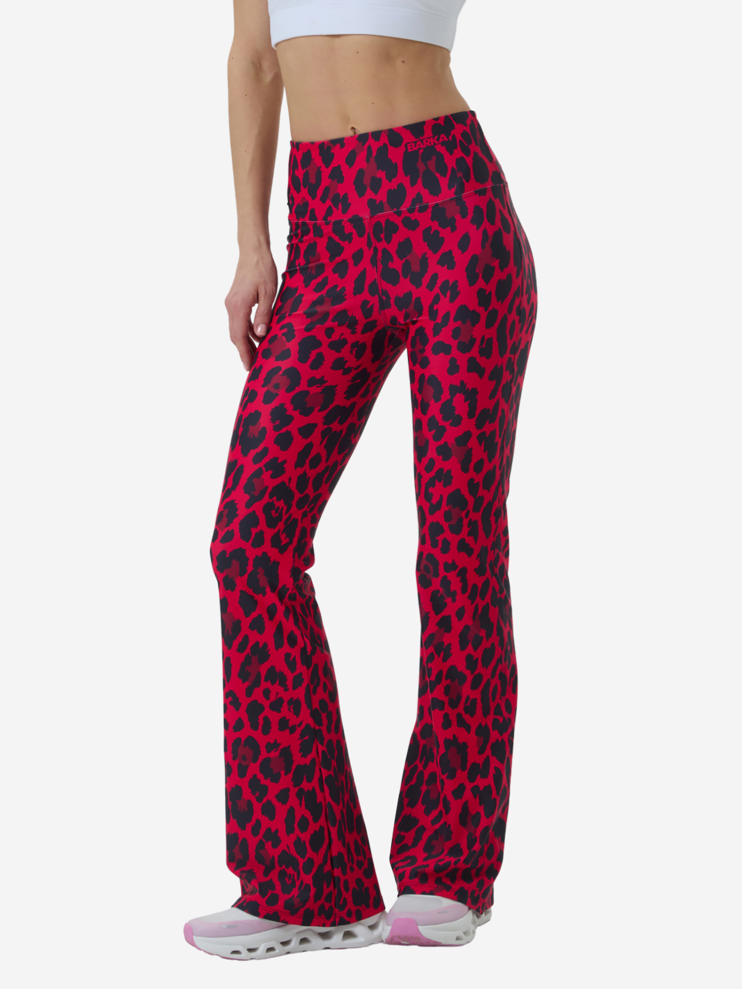 Изображение товара Спортивные штаны женские Barka, брюки клеш женские, с высокой посадкой, Красный/Черный