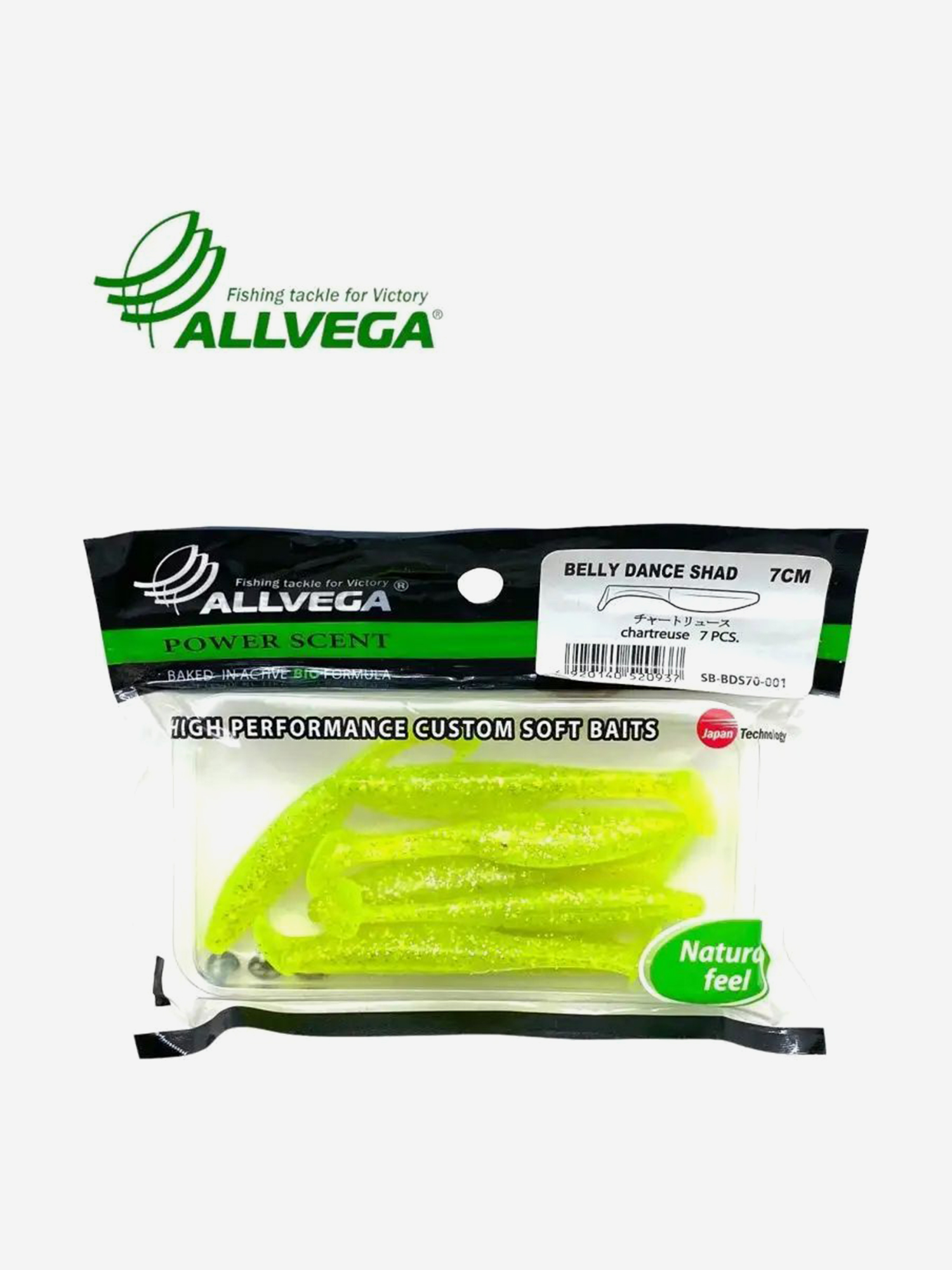 

Приманка съедобная ALLVEGA "Belly Dance Shad" 7см, Зеленый