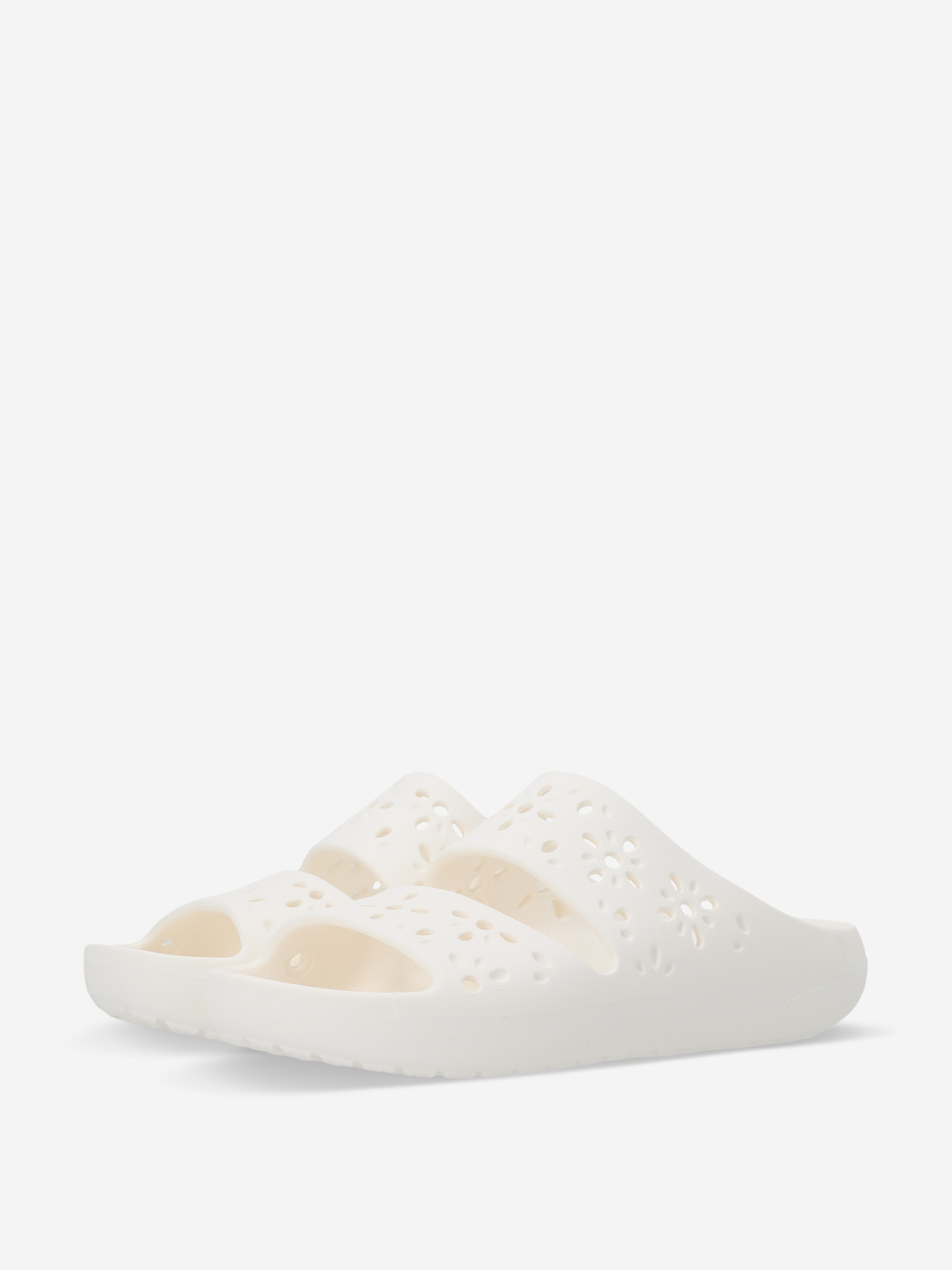 фото Шлепанцы женские crocs classic floral cut out, белый