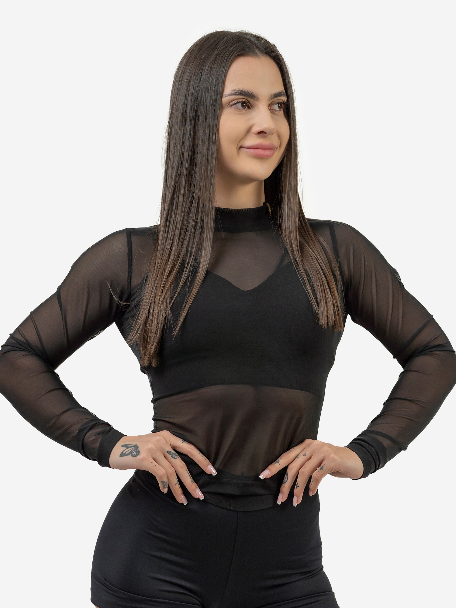 

Женский лонгслив NEBBIA 847 Women's Mesh Long Sleeve Top INTENSE Sheer, Черный