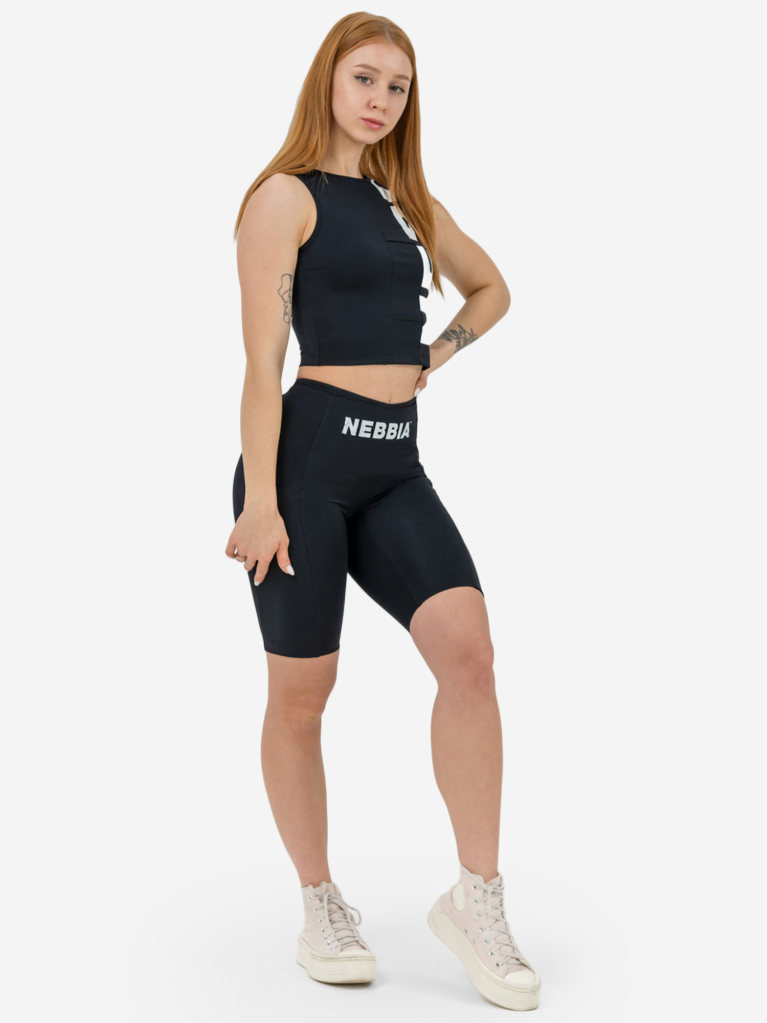 Шорты спортивные женские NEBBIA High waisted biker shorts 10″ GYM THERAPY 628, Черный 628BLACKSRCYN2B-#000007, размер 40 - фото 2