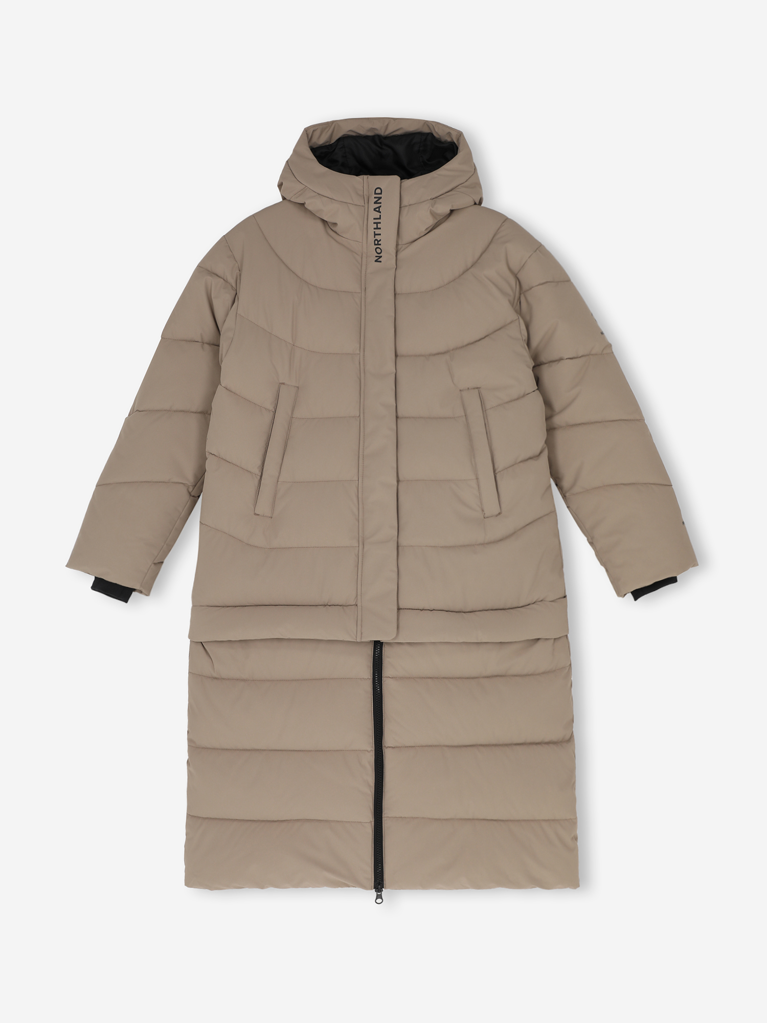 Пальто утепленное для девочек, коричневый, арт. 29100