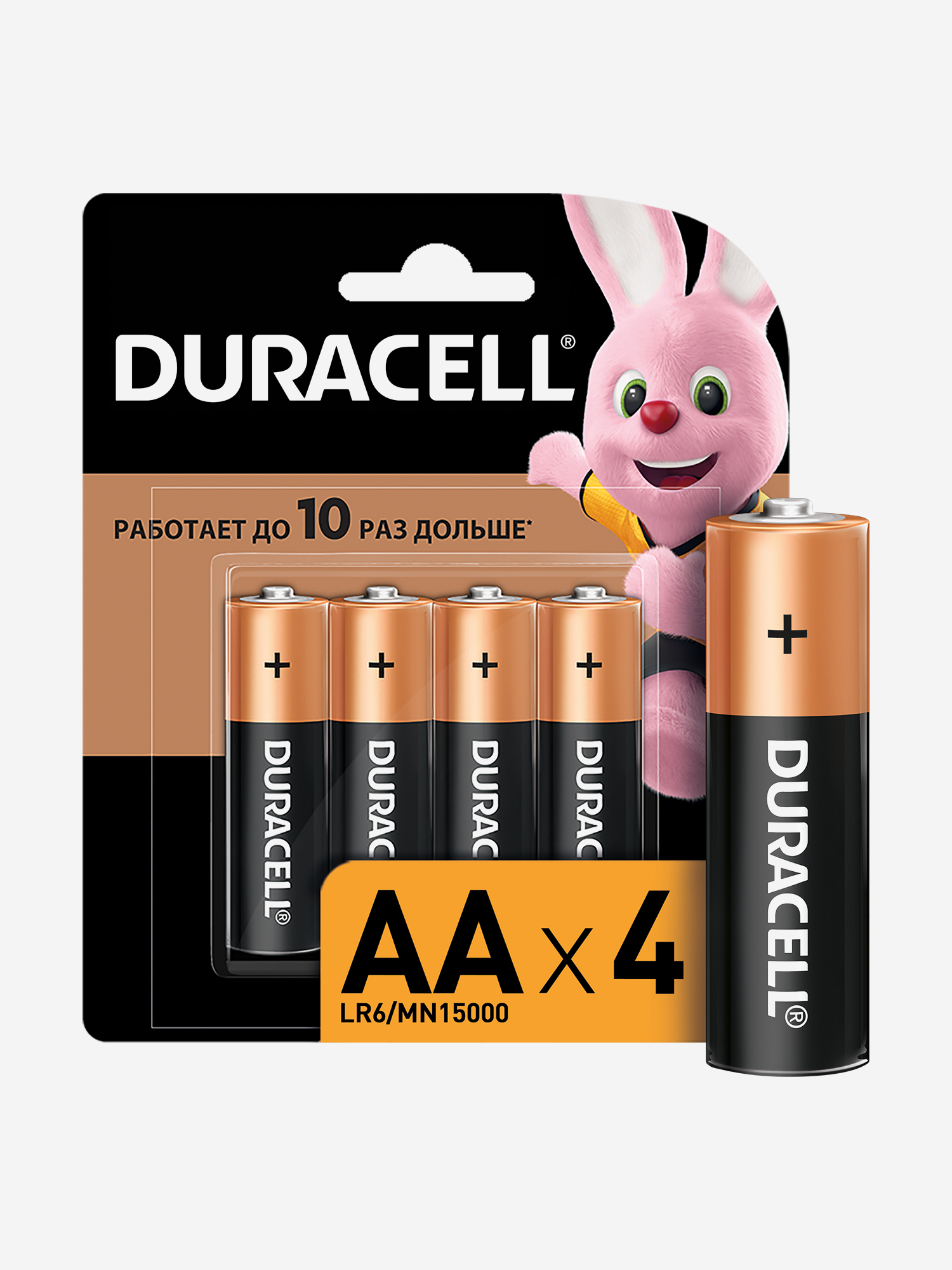 Батарейки щелочные Duracell АА, 4 шт., Черный
