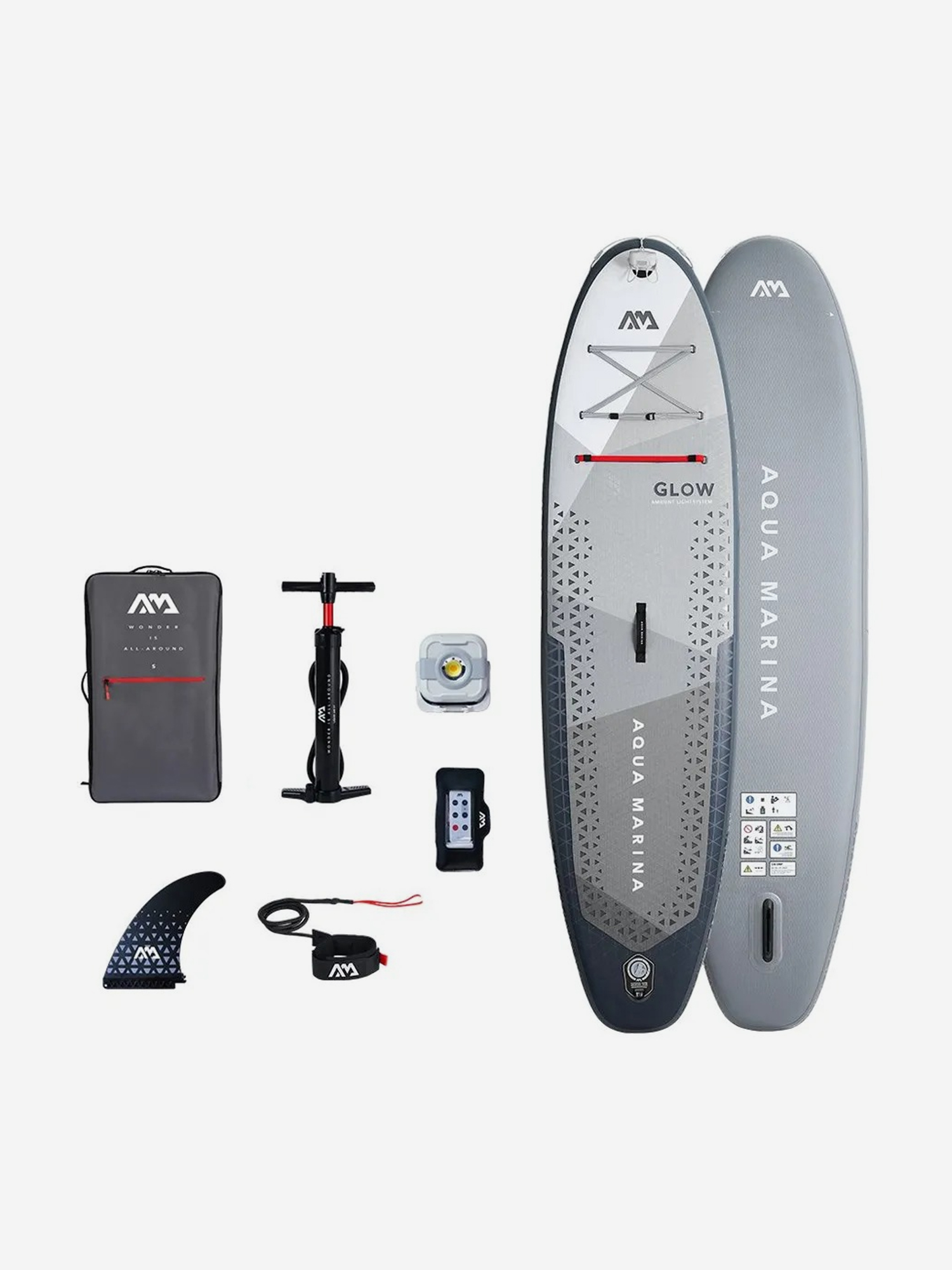 

Надувная SUP-доска Aqua Marina GLOW, 10'4" 315 *79 *15 см сапборд с подсветкой, Серый