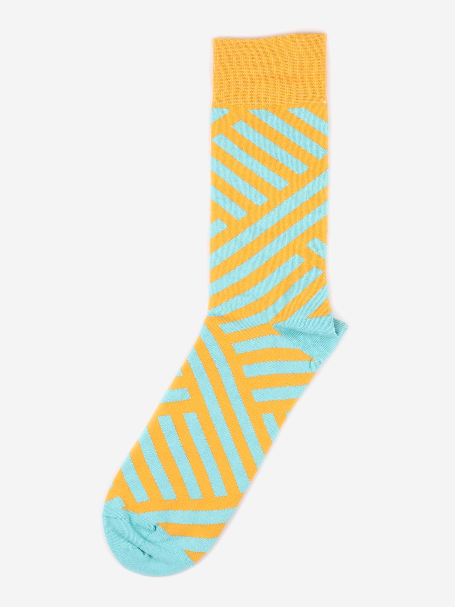 Дизайнерские носки Burning Heels - Diagonal Stripes - Yellow/Blue, Желтый короткие носки в полоску burning heels circle red blue оранжевый