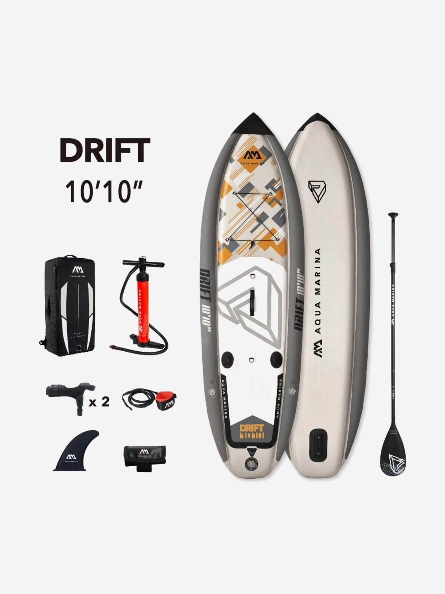 Изображение товара Надувной сапборд Aqua Marina DRIFT, 10'10" 330*97*15 см, Серый/белый