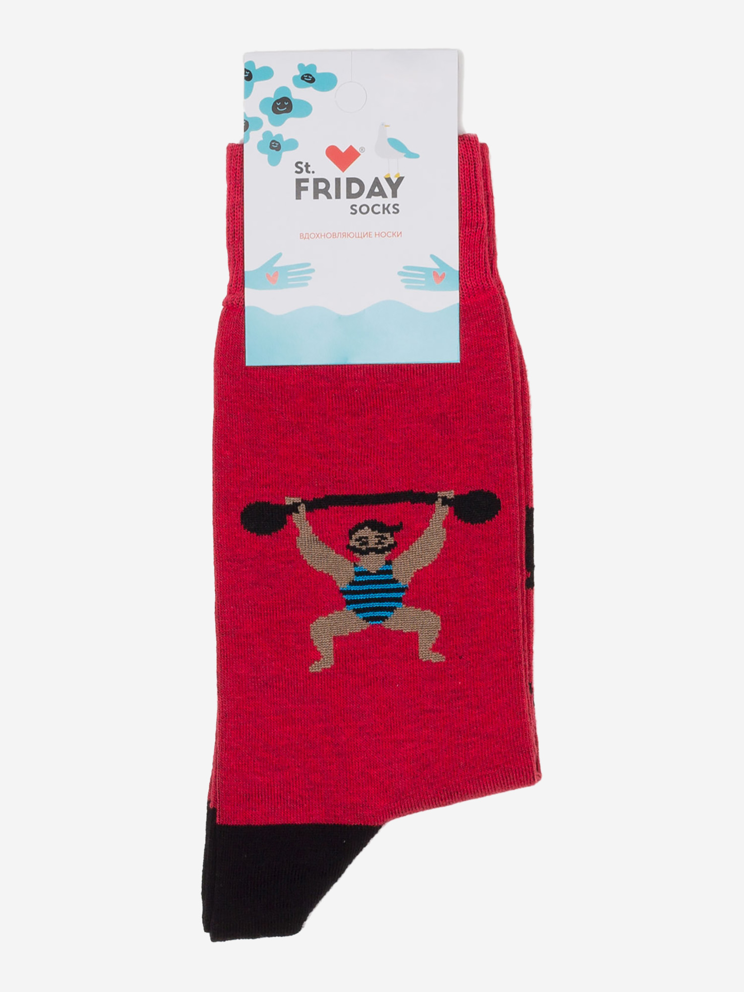 Носки с рисунками St.Friday Socks - Усач-Силач, Красный
