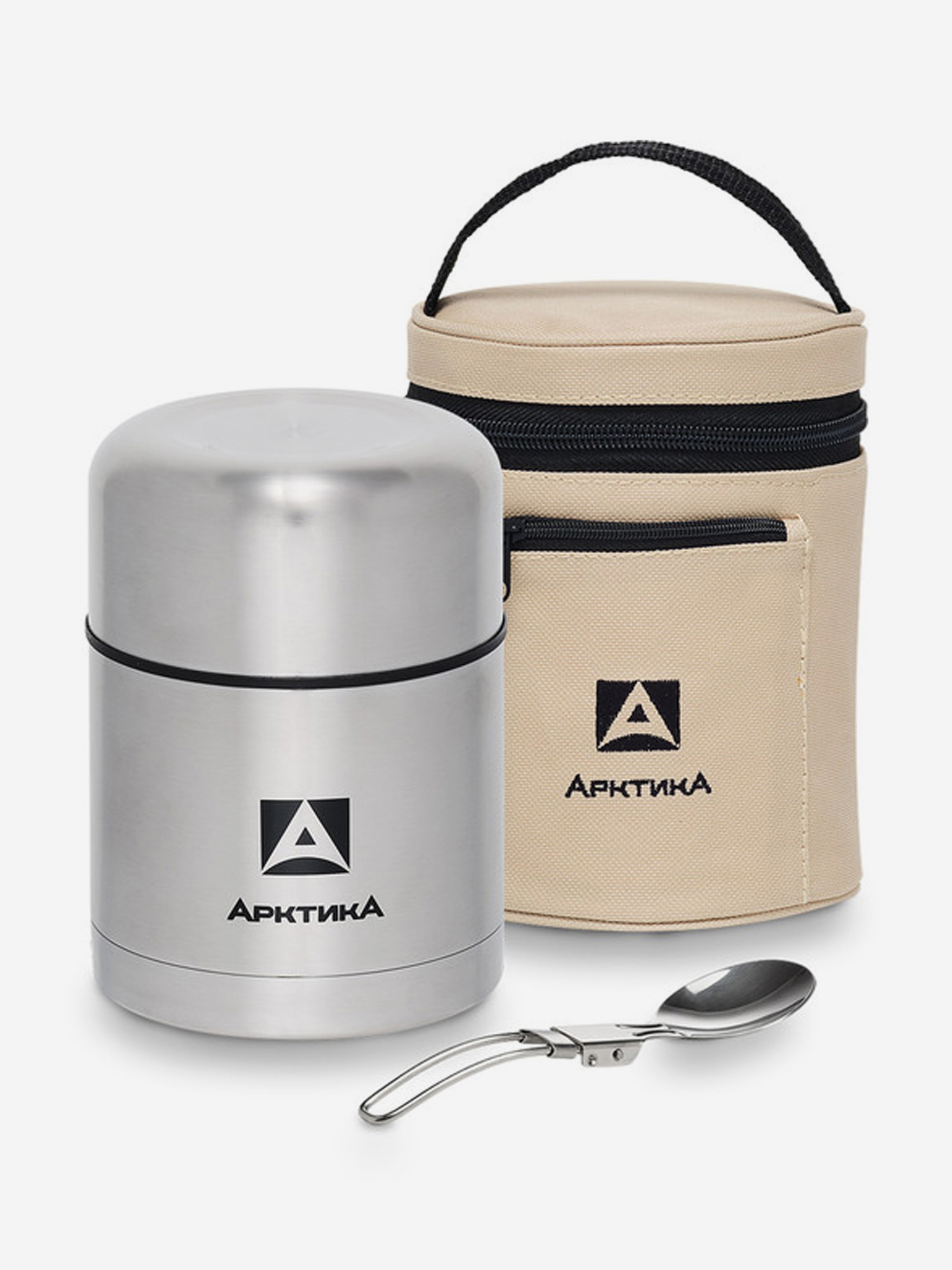 Изображение товара Термос с широким горлом для супов и еды объем 0,5 л с крышкой-тарелкой и ложкой