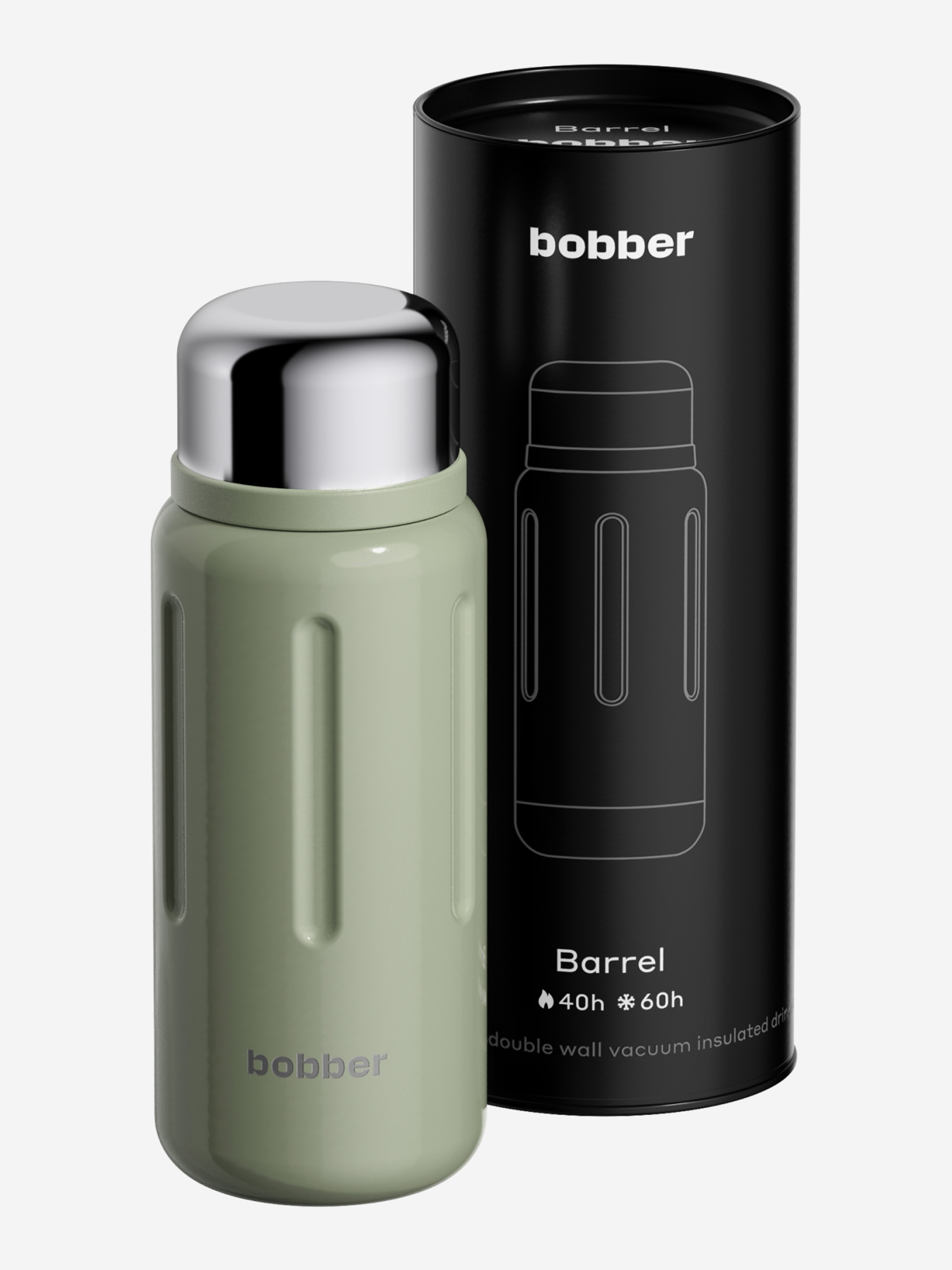 Изображение товара Термос вакуумный BOBBER Barrel 1 л с широким горлом и ситечком тепло до 40 часов оливковый, Оливковый
