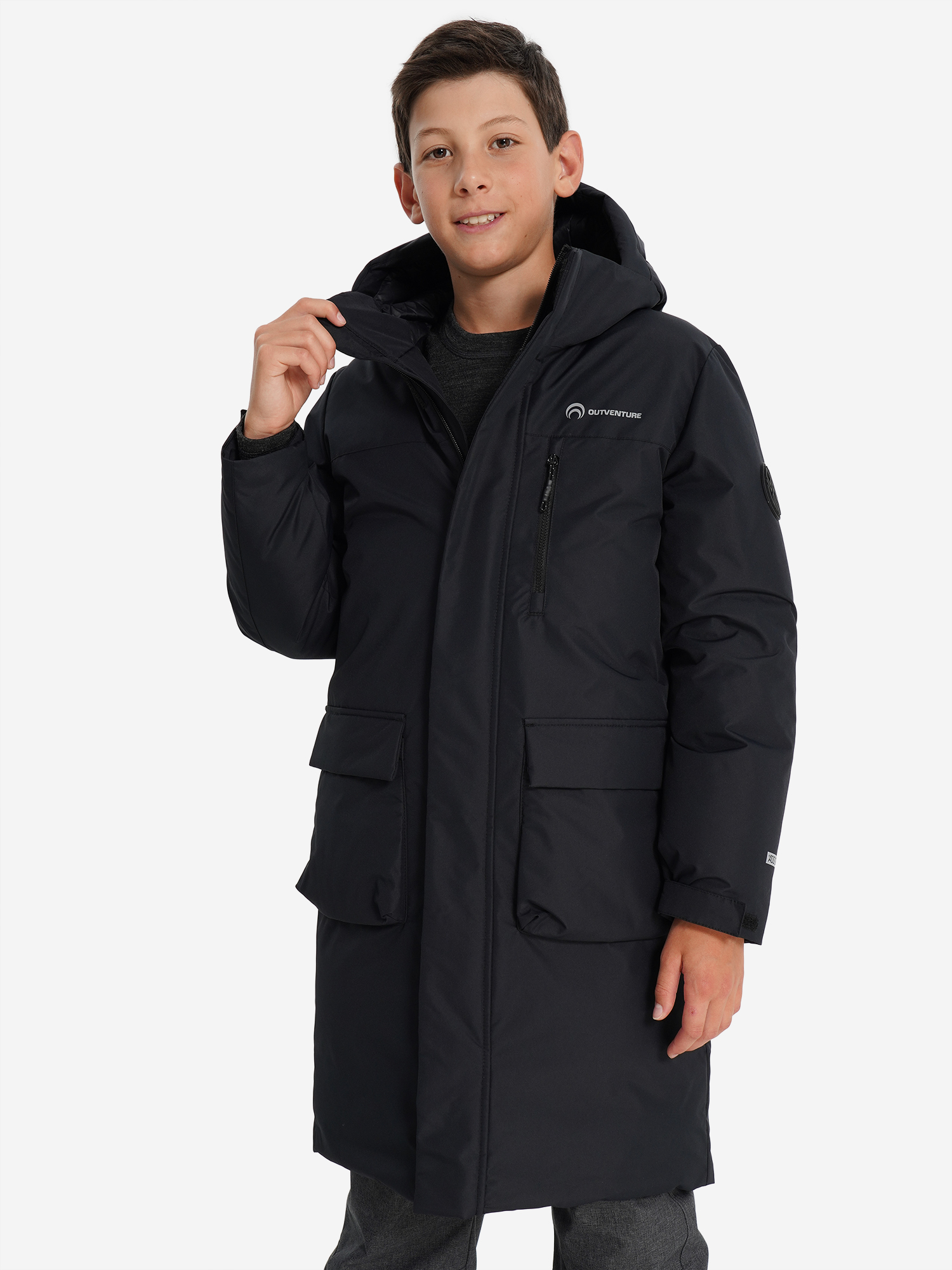 Пальто утепленное для мальчиков Outventure, черный, арт. 138627out-bb