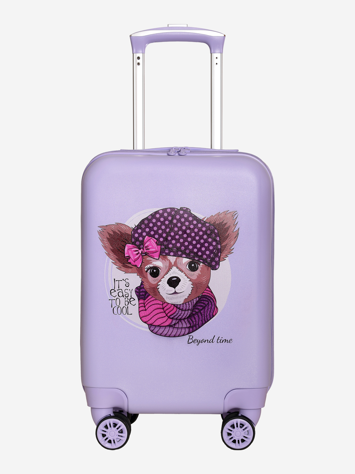 Изображение товара Детский чемодан BEYOND TIME R127 Собачка в берете сиреневый легкий и прочный