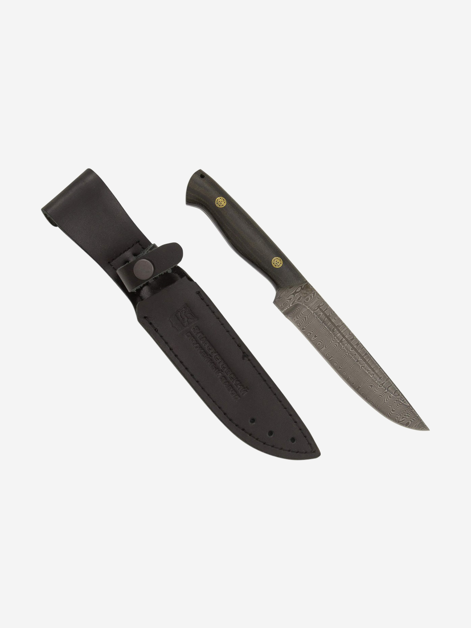 

Нож ЦМ Златоустовский оружейный завод Бекас (нержавеющая дамасская сталь, микарта окуневый) нож для охоты, разделочный нож, Серый