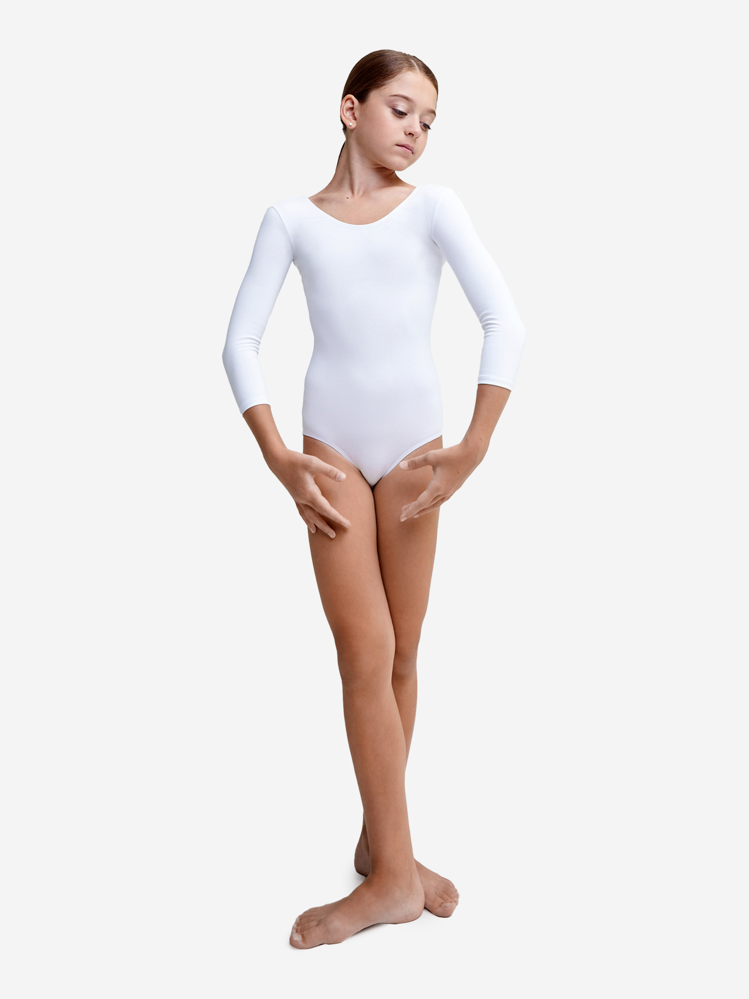 Купальник гимнастический Belkina без юбки для танцев и тренировок, Белый трико гимнастическое брюки белый
