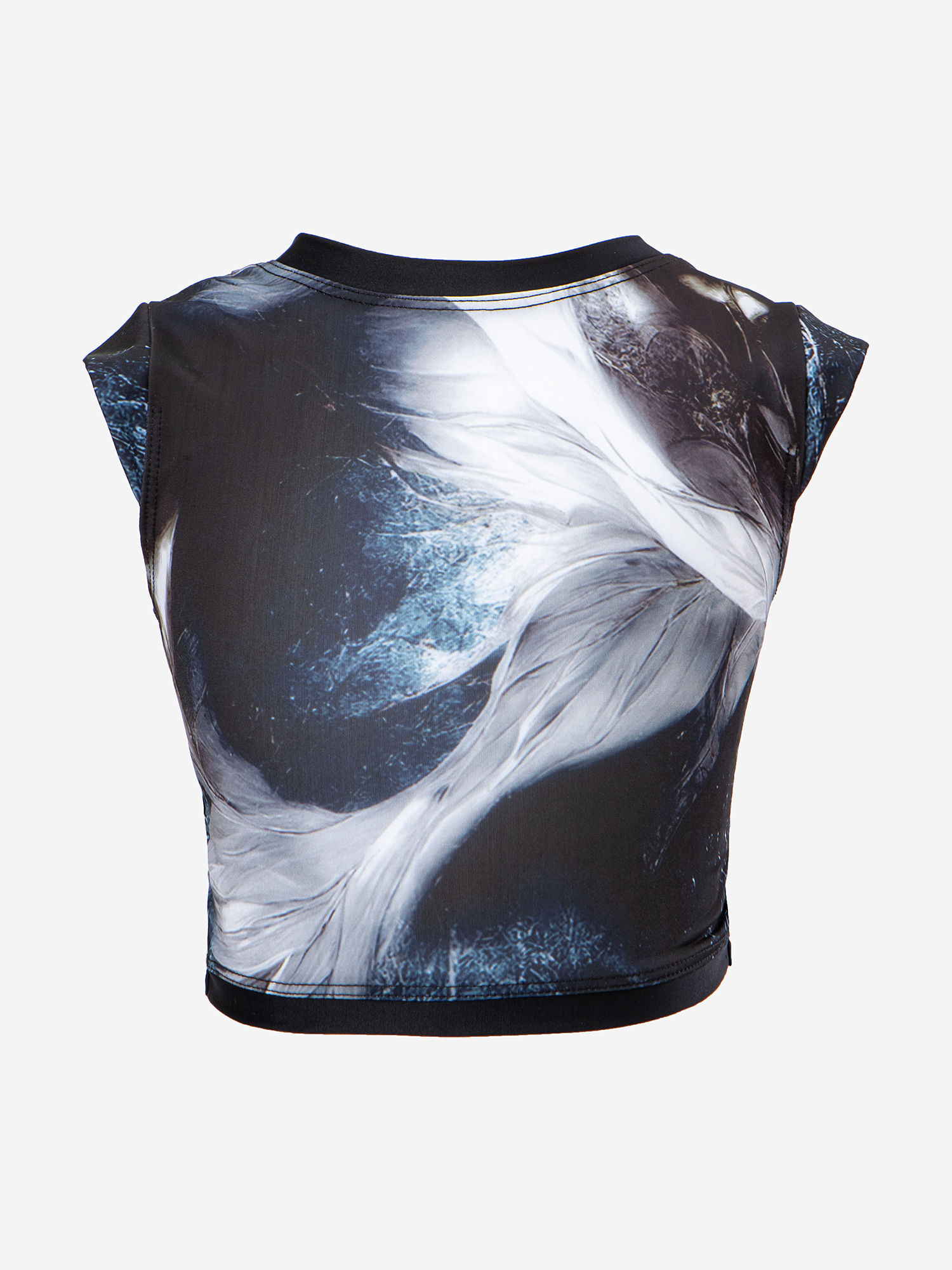 Изображение товара Топ спортивный детский с коротким рукавом ШарЛиС для девочек Sunset black, Черный/серый/белый