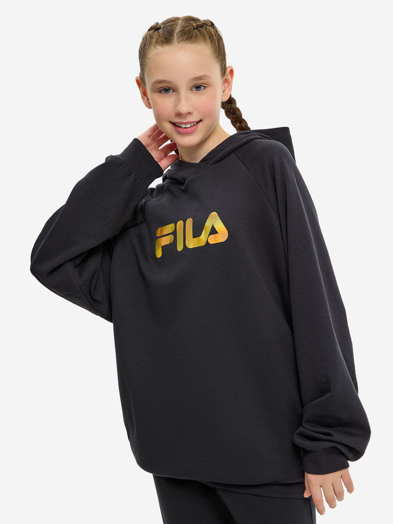 

Худи для девочек оверсайз FILA, Черный