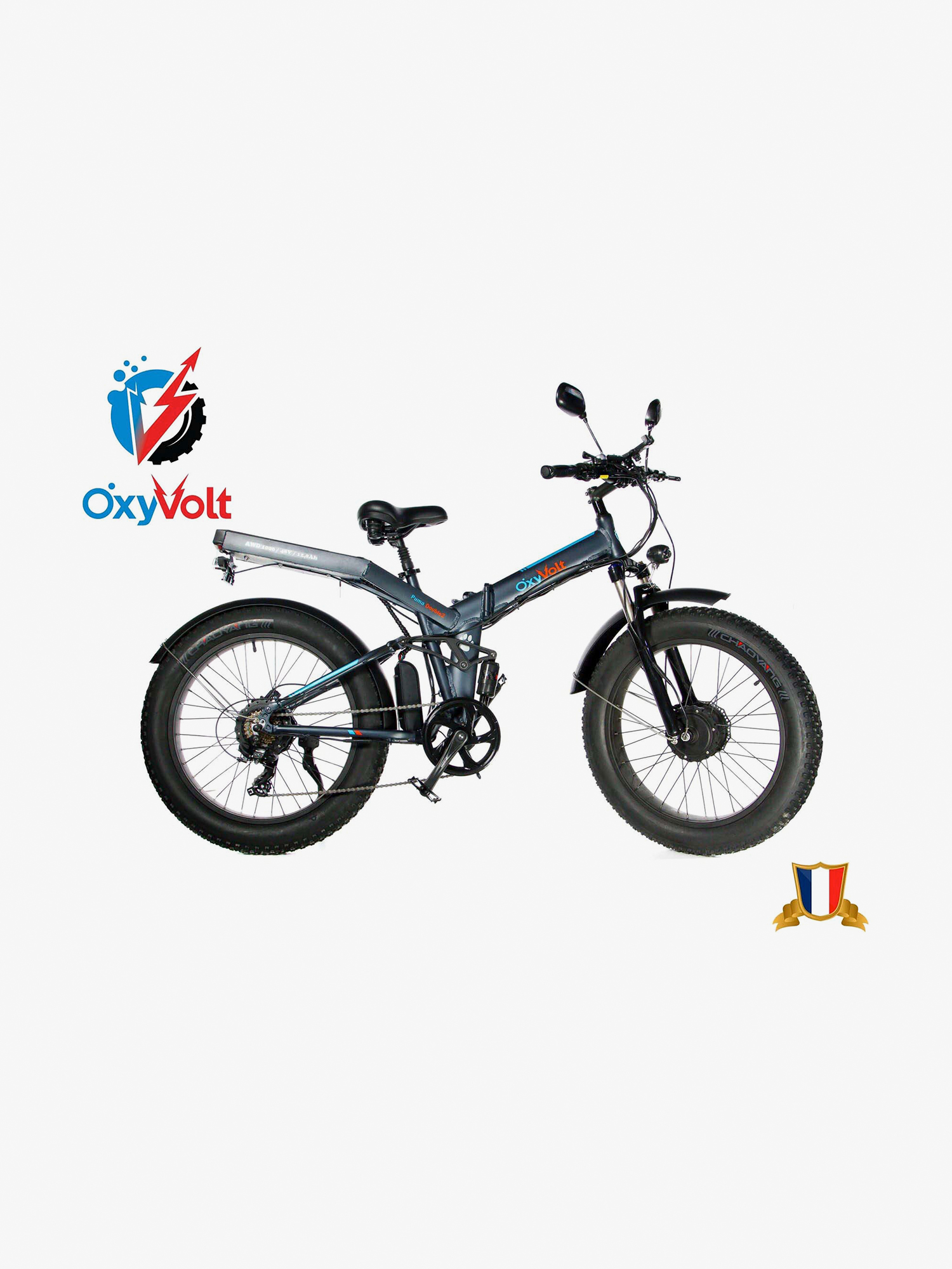 Изображение товара Электровелосипед OxyVolt Puma Double 2, полный привод, двухподвес, 1000Вт, 2 АКБ