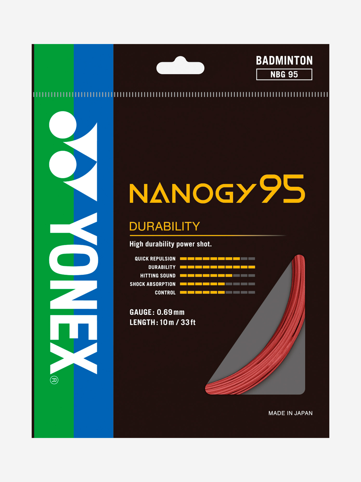 

Струна для бадминтона Yonex Nanogy 95 R, 10м., Красный