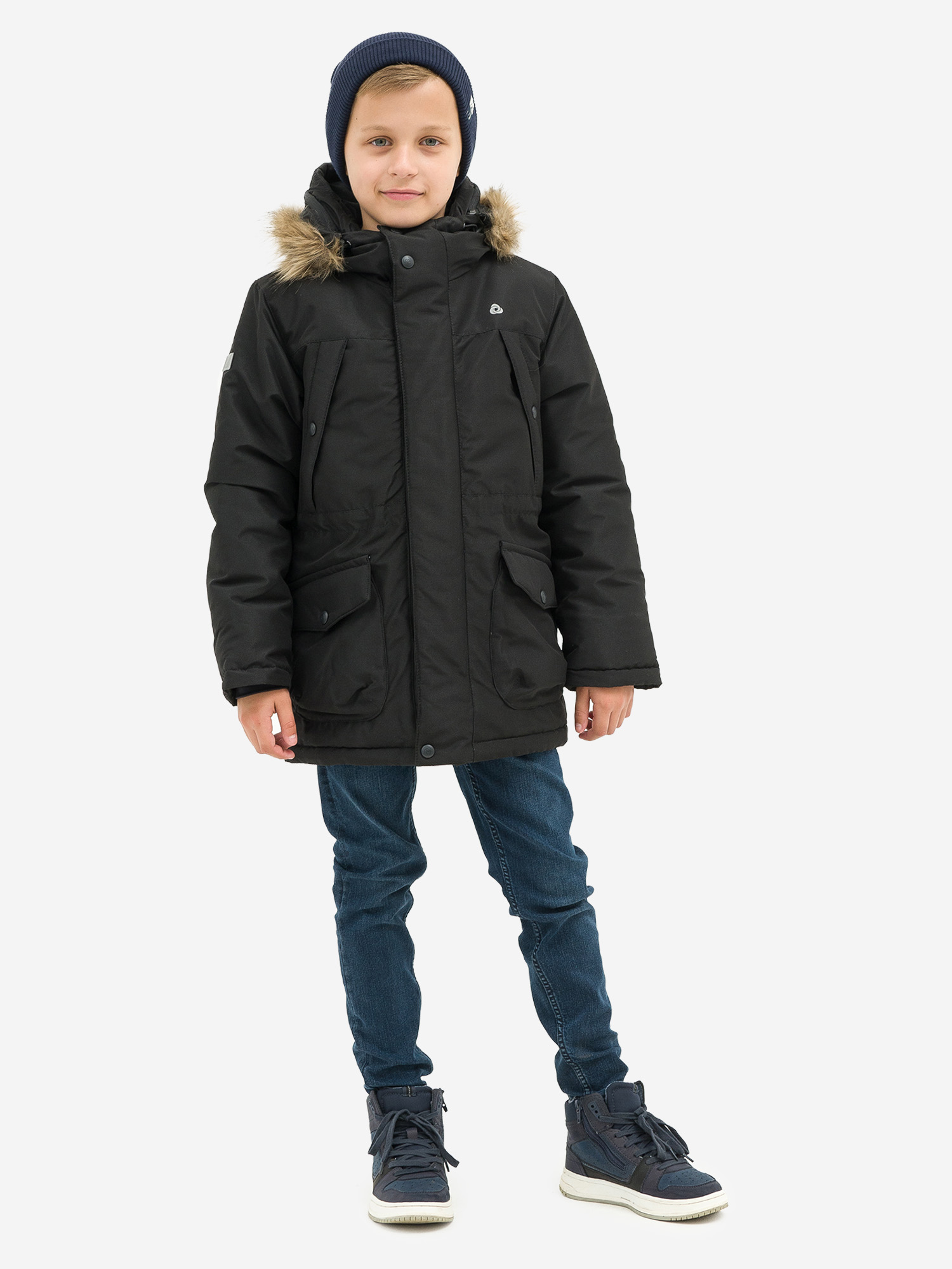 Куртка детская зимняя CosmoTex, Черный valianly парка зимняя подростковая для мальчика 9339