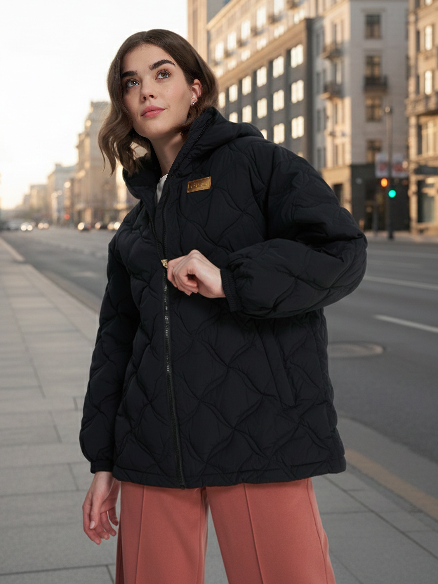 Изображение товара Женский пуховик FILA черный, стеганый, зимний