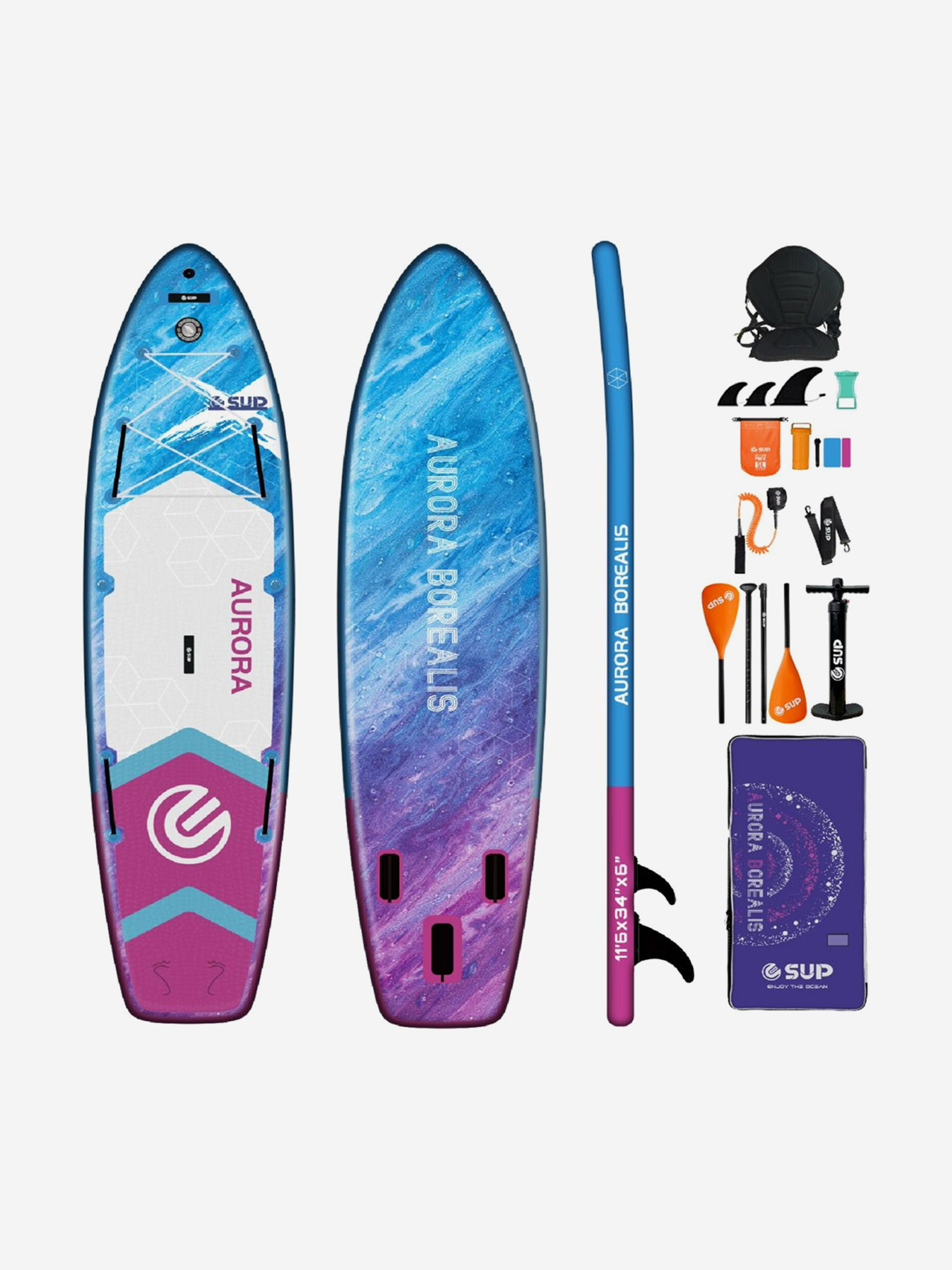 

SUP-доска E-SUP AURORA BLUE PRO, 11'6" 350-86-15 см сапборд, Голубой