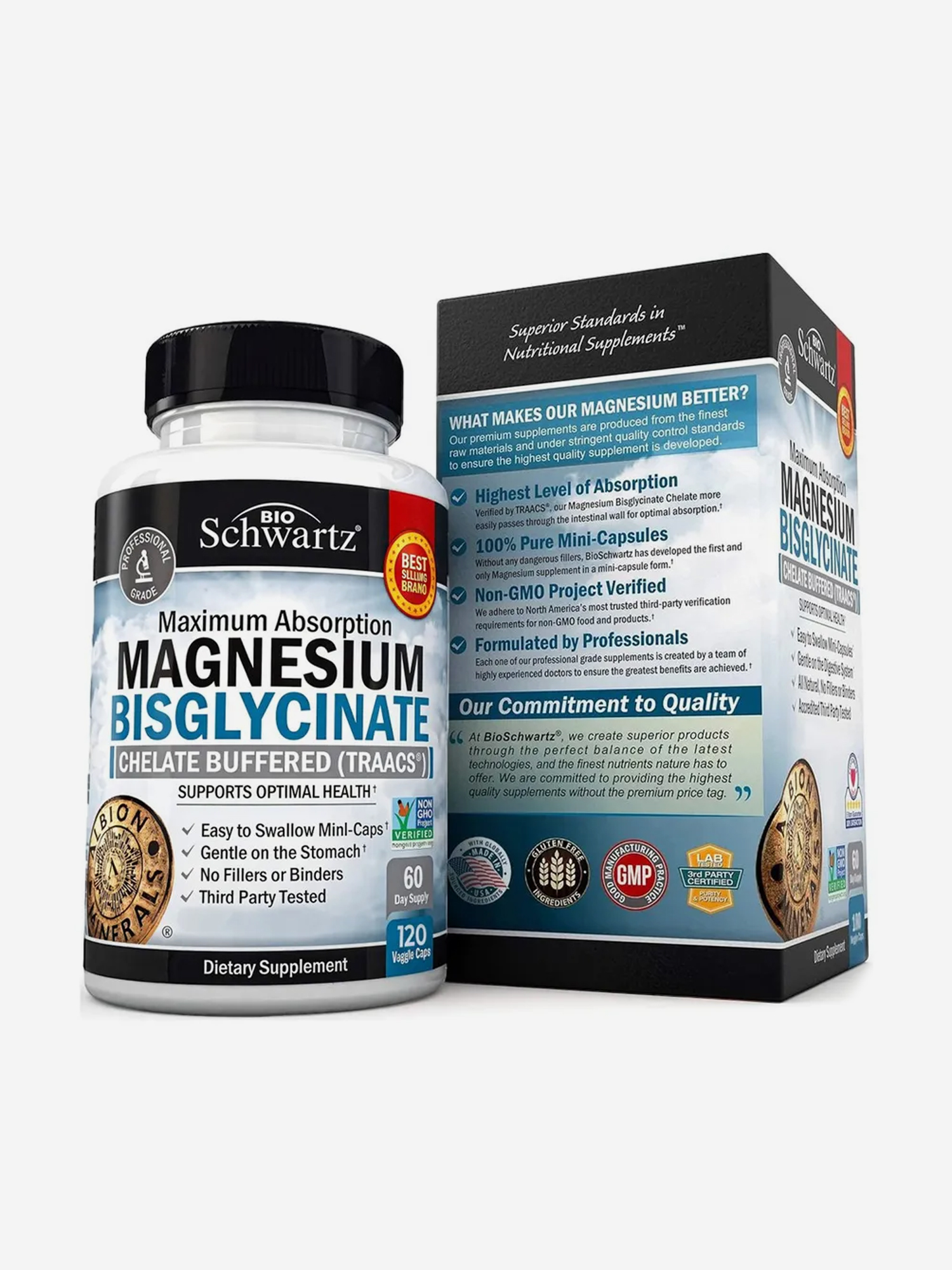 Изображение товара Магний бисглицинат 400 мг BioSchwartz 120 капсул для нервной системы и иммунитета