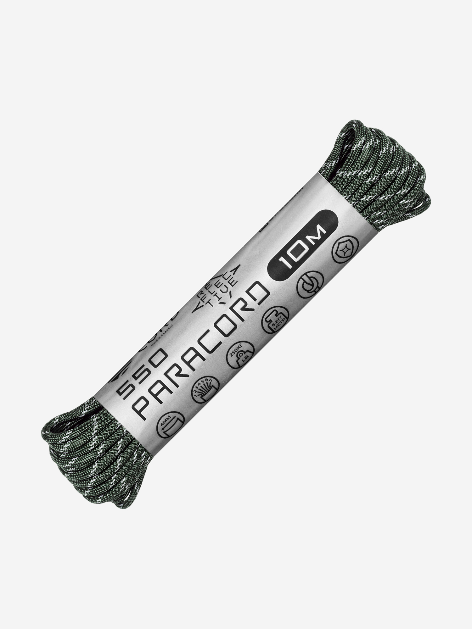 

Паракорд 550 CORD nylon 10м RUS световозвращающий (hunter), Зеленый