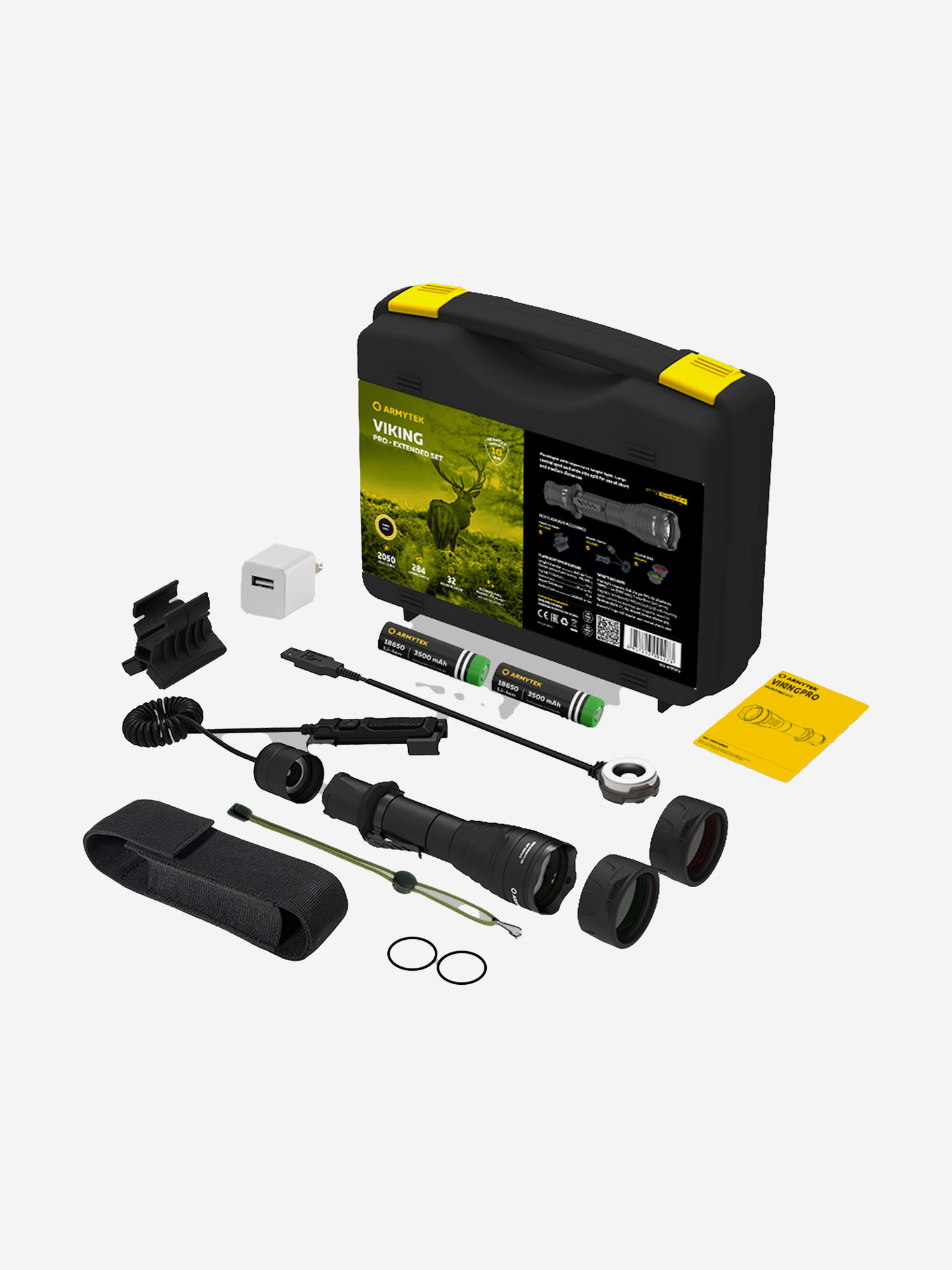 

Фонарь ручной Armytek Viking Pro Magnet USB Extended Set, теплый свет, Черный
