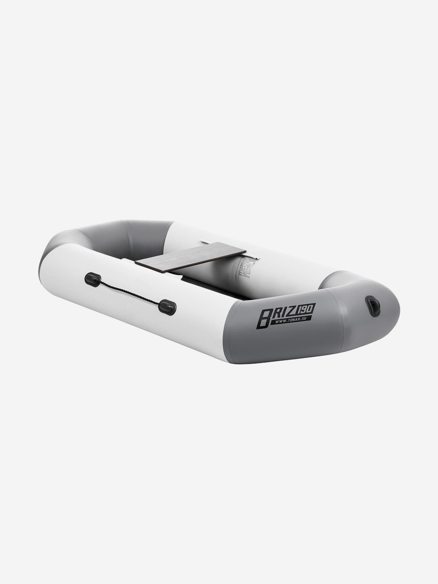 Изображение товара Лодка надувная для рыбалки Тонар Бриз 190 гребки + жесткое сиденье бело/серый