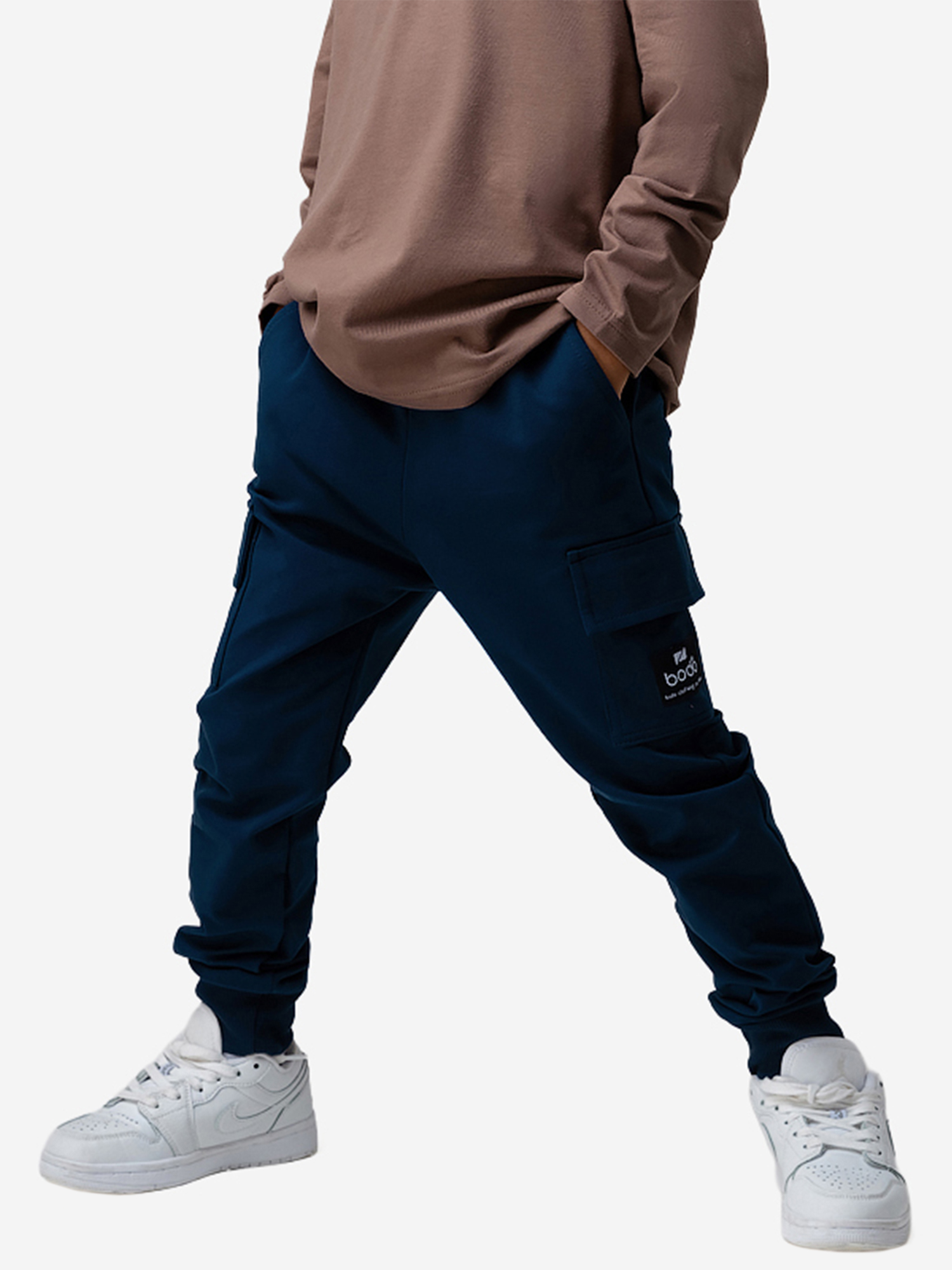 Изображение товара Брюки bodo для детей темно-голубые спортивные трикотажные без подкладки