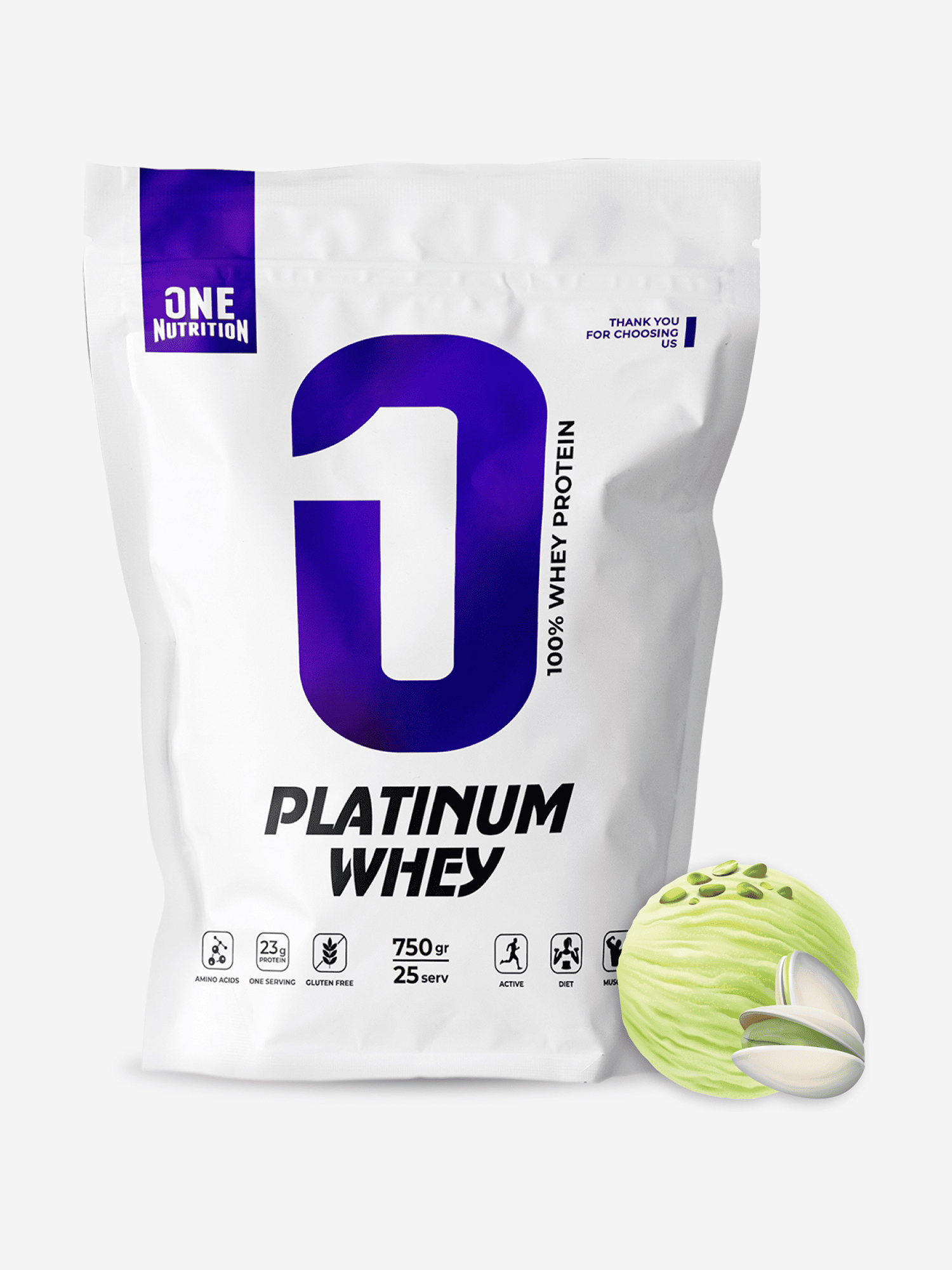   Спортмастер Сывороточный протеин, One Nutrition, 750 г, фисташка, Белый