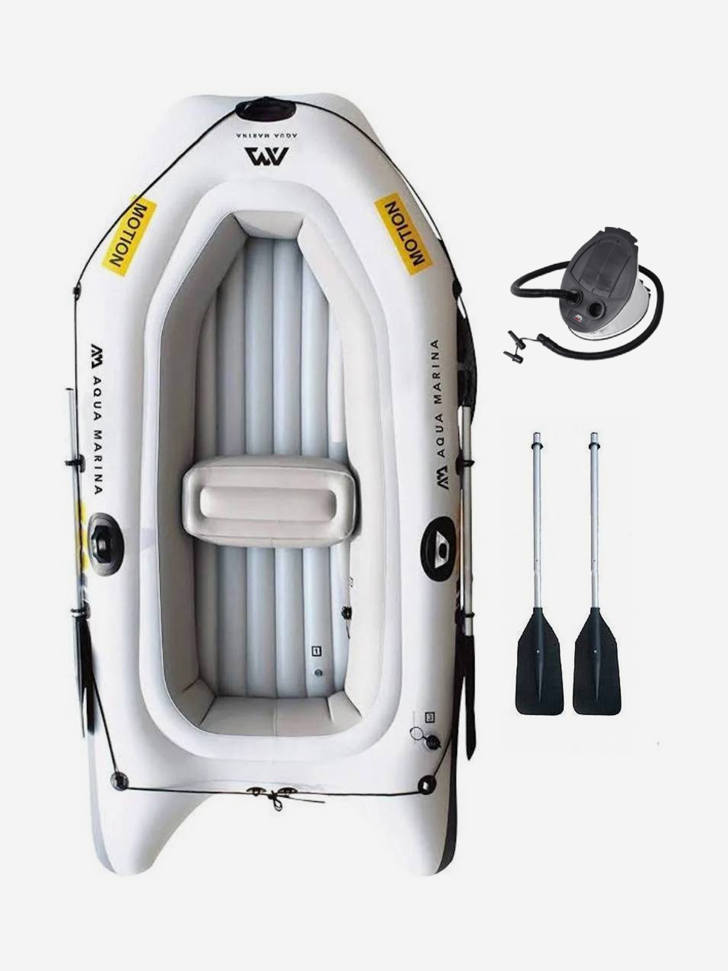 

Лодка надувная Aqua Marina MOTION-88820 с креплением для мотора T-18, Белый