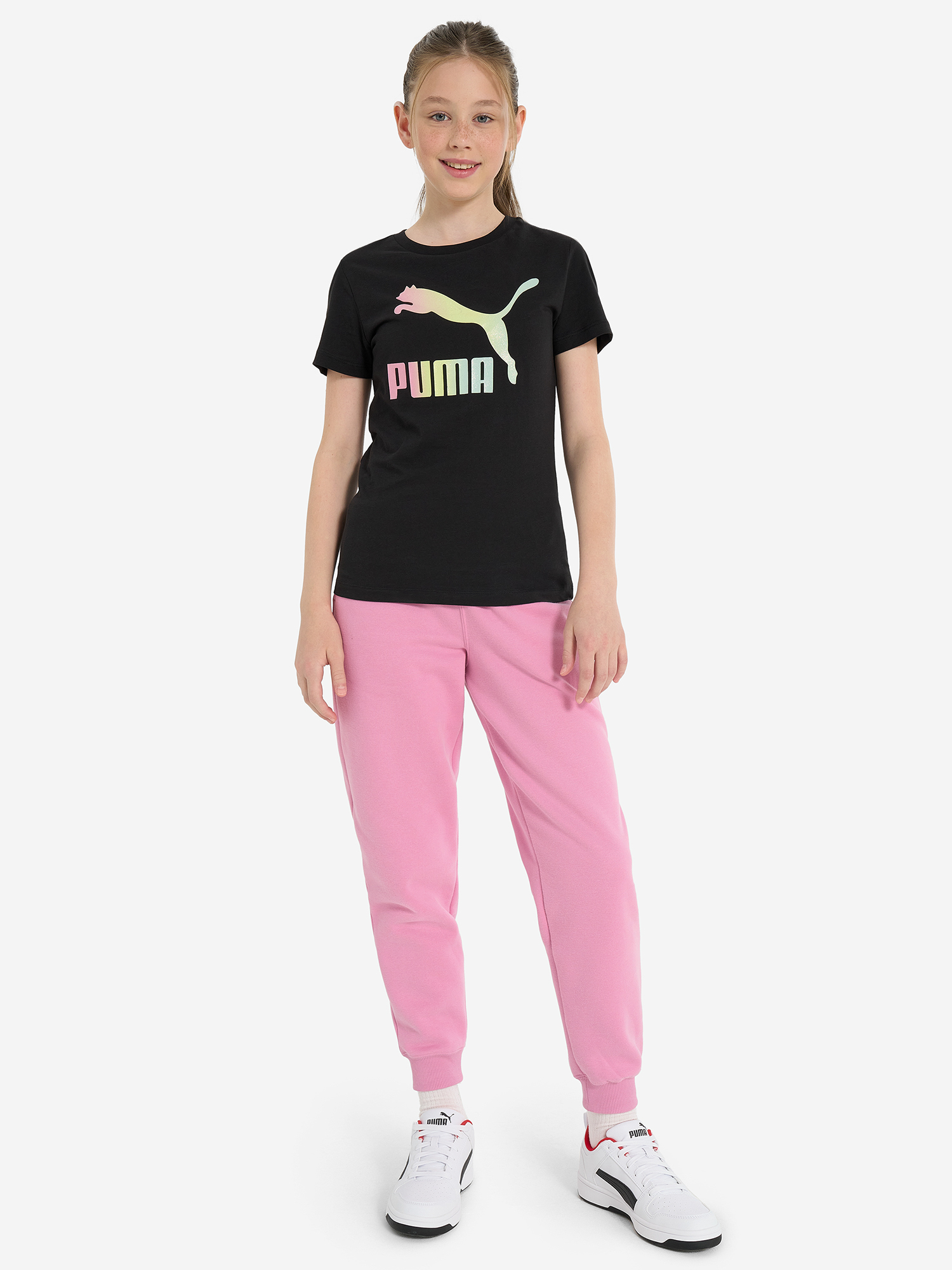 Футболка для девочек PUMA Classic Shiny Color Logo, Черный 4