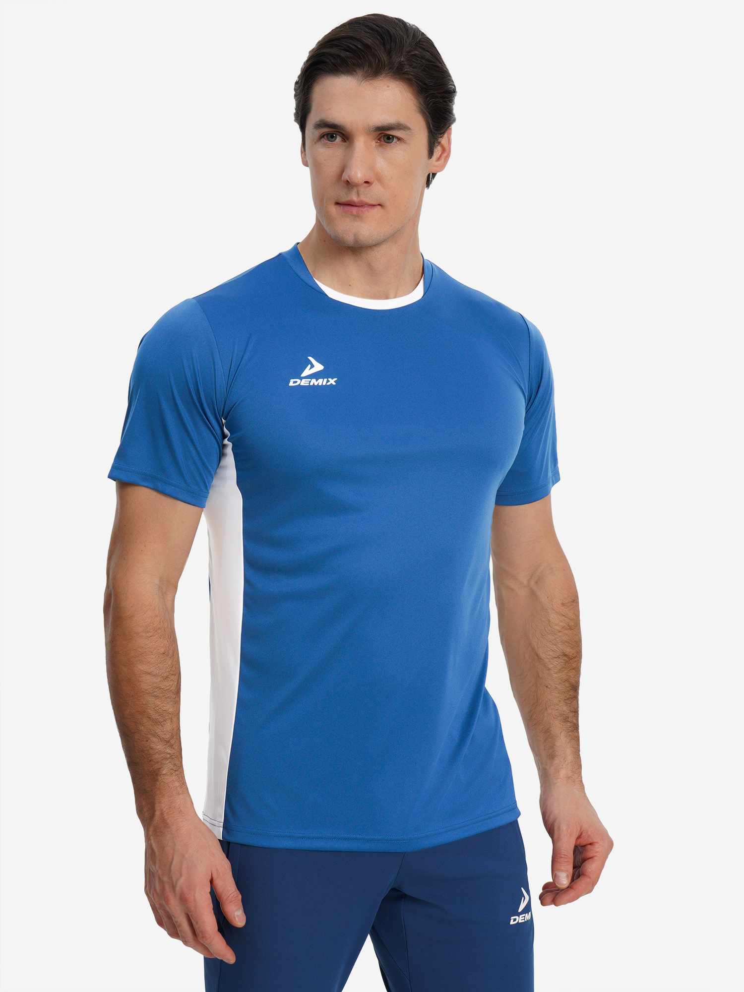 Изображение товара Мужская футболка Demix Matchday белая и синяя для футбола