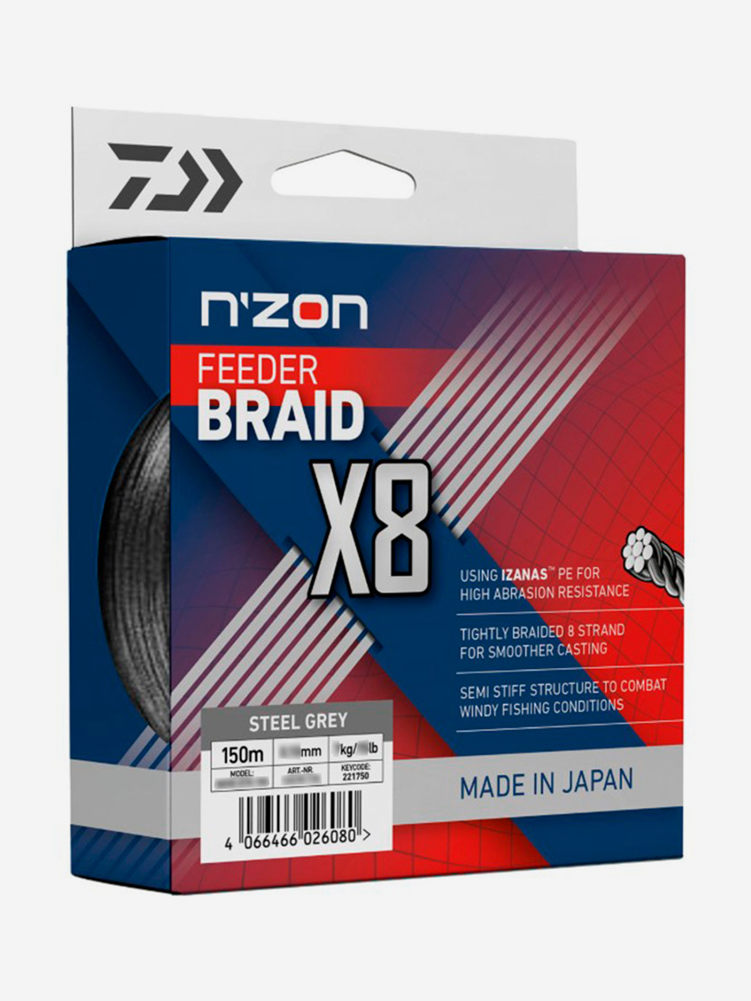 

Шнур DAIWA N'ZON X8 Braid 150м Steel gray 0,10мм, Серый