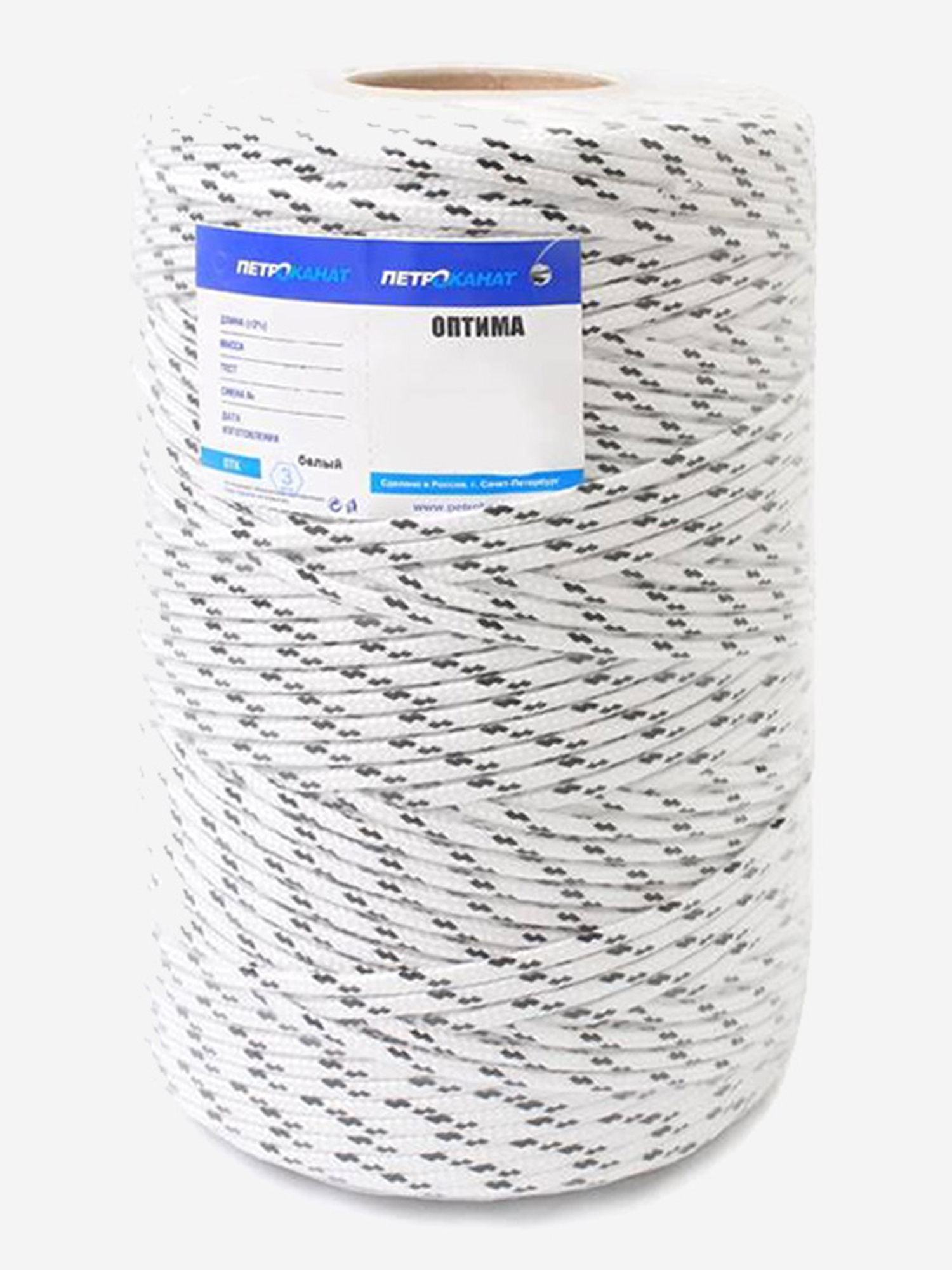 Шнур плетеный Петроканат ОПТИМА 4,0 мм (1000 м), белый, евробобина, Белый