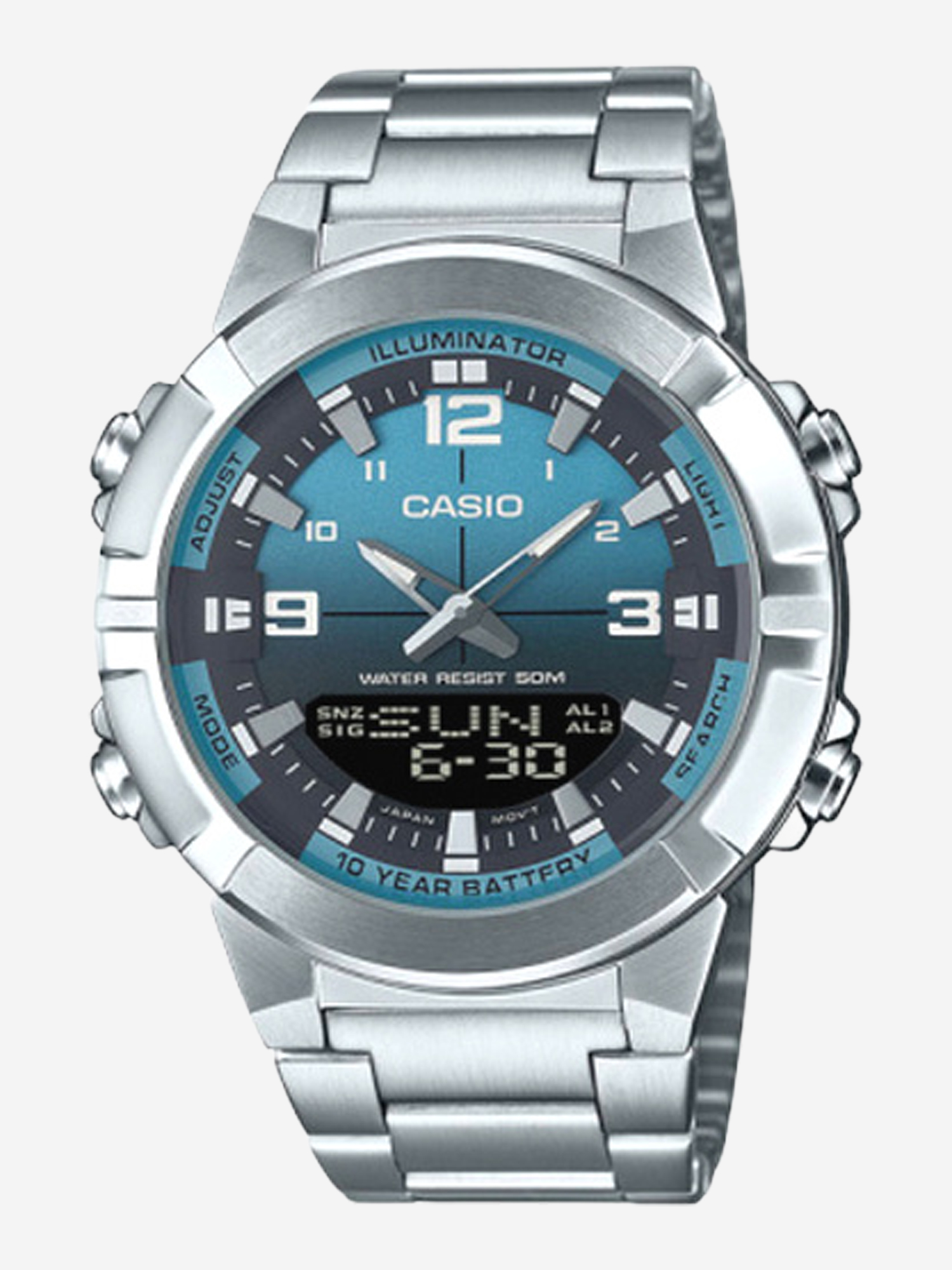 Изображение товара Наручные часы CASIO AMW-870DA-2A2, Серебряный/черный/голубой
