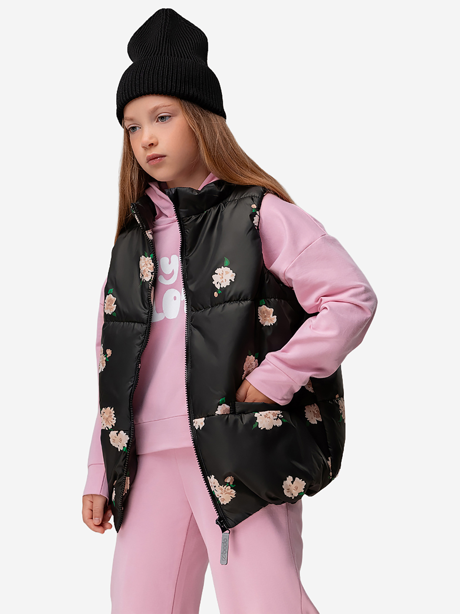 Изображение товара Жилет для девочек bodo черный/розовый, демисезонный